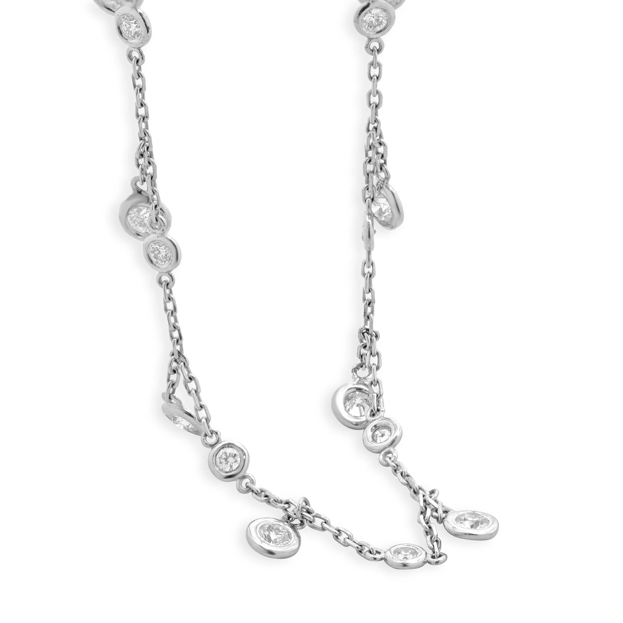 14 Karat White Gold Diamonds By The Yard Dangle Necklace - Image 4