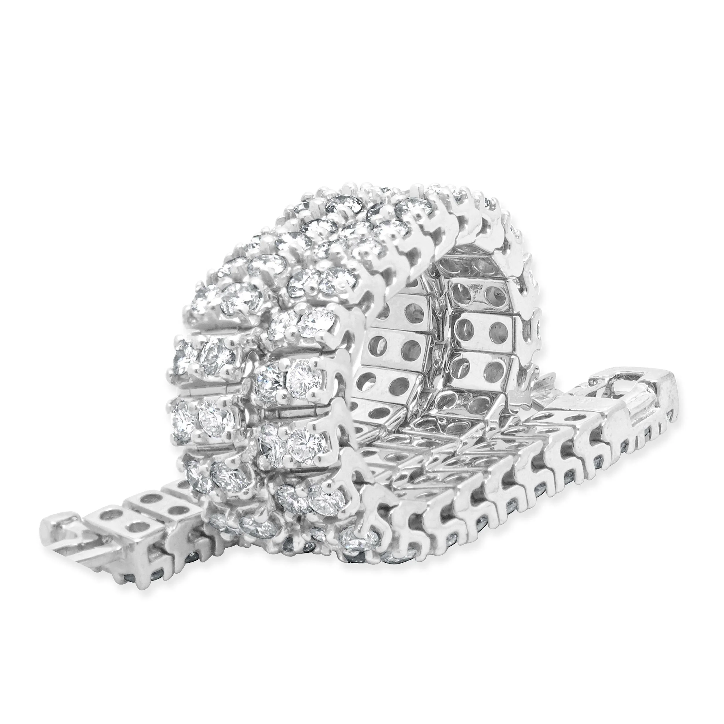 14 Karat White Gold Double Row Diamond Inline Tennis Bracelet - Image 2