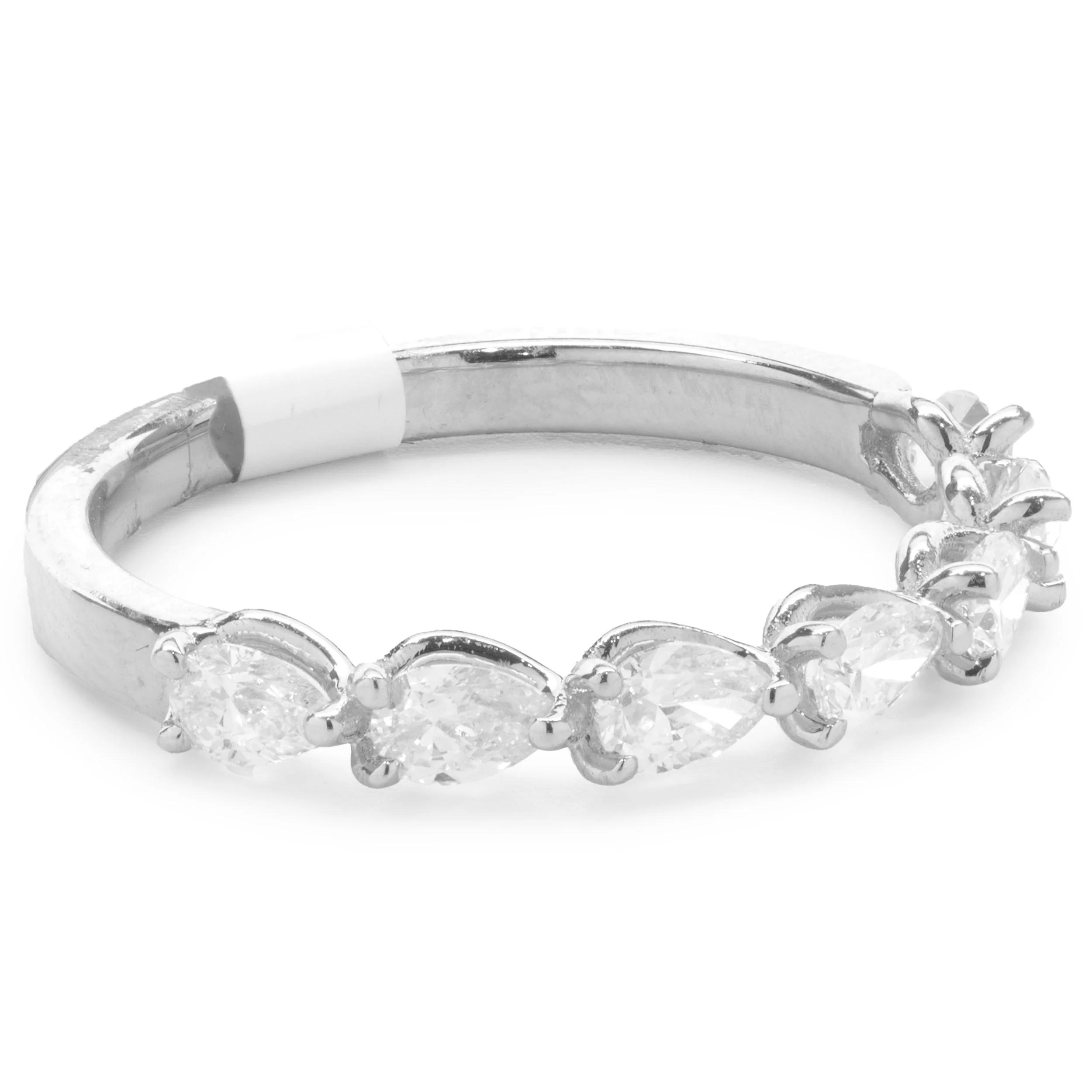 14 Karat White Gold East West Pear Cut Diamond Band - Image 2