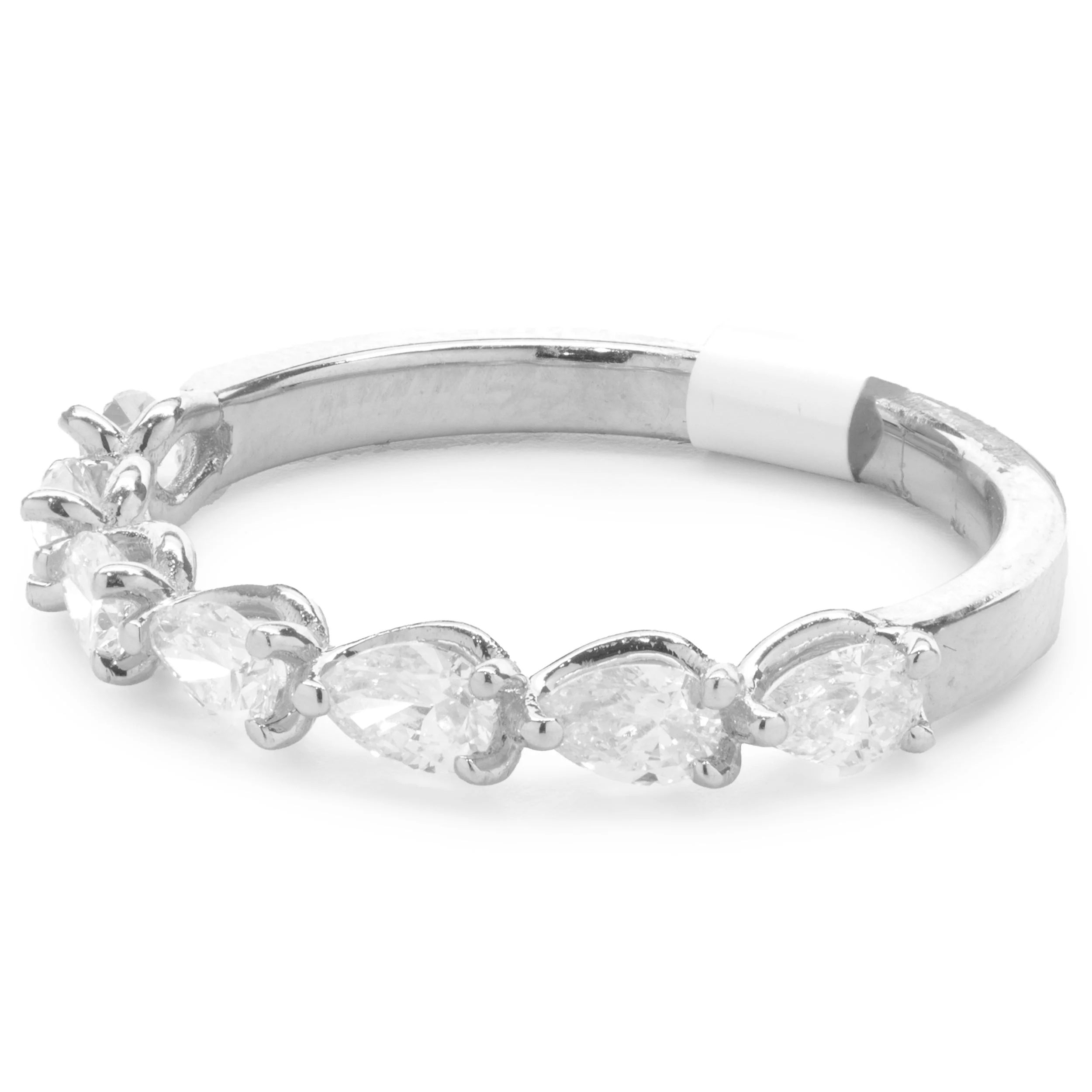 14 Karat White Gold East West Pear Cut Diamond Band - Image 4