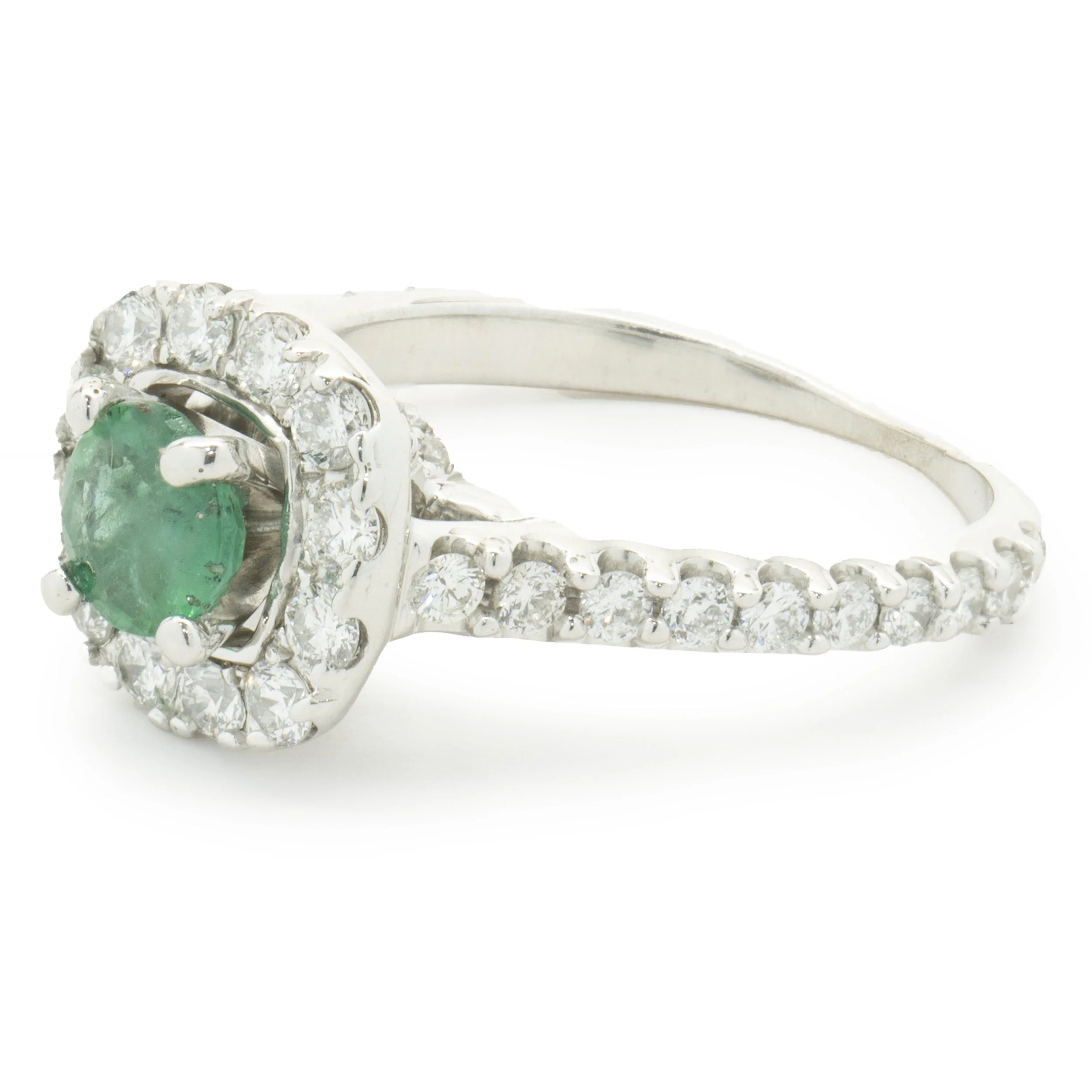 14 Karat White Gold Emerald and Diamond Ring - Image 4