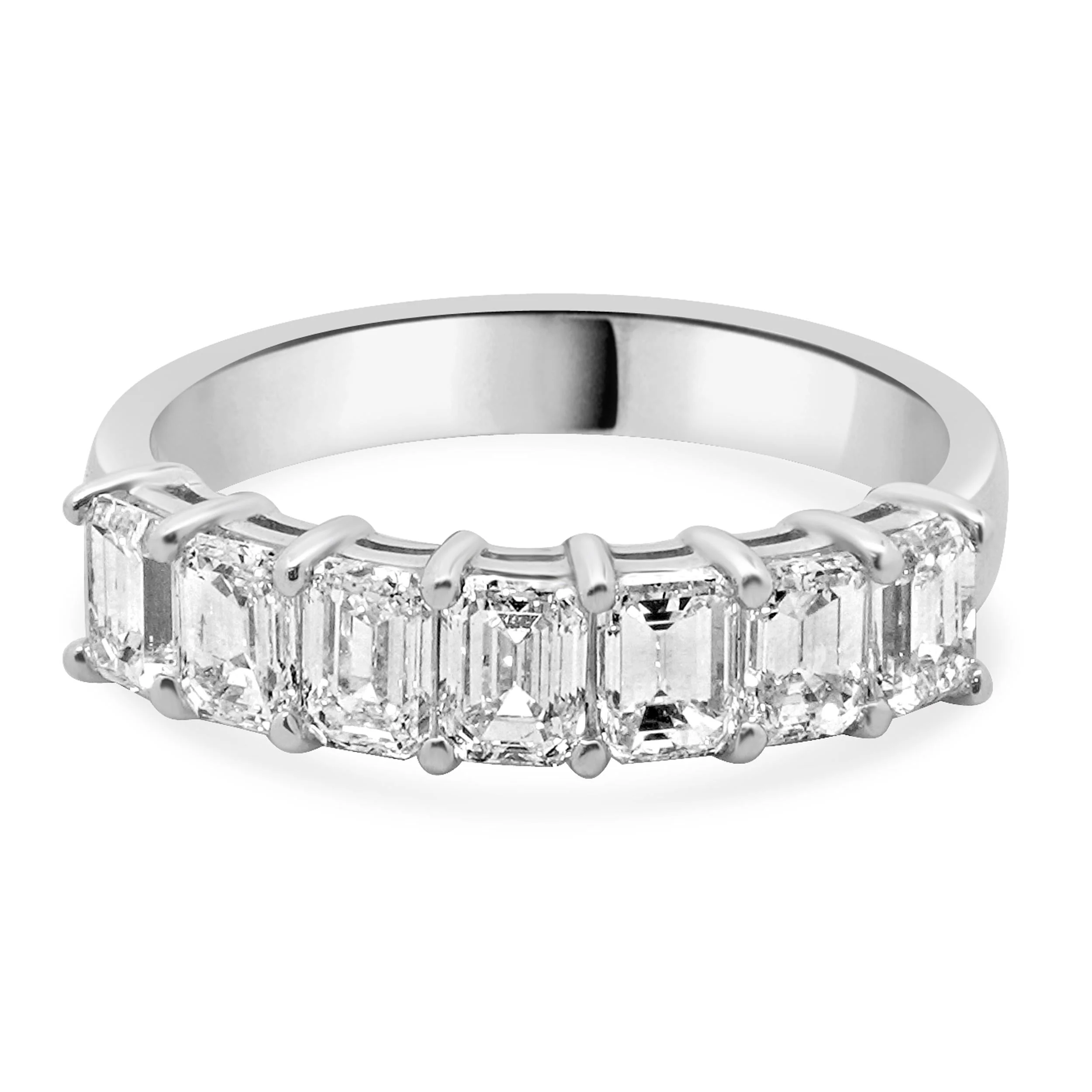 14 Karat White Gold Emerald Cut Diamond Band