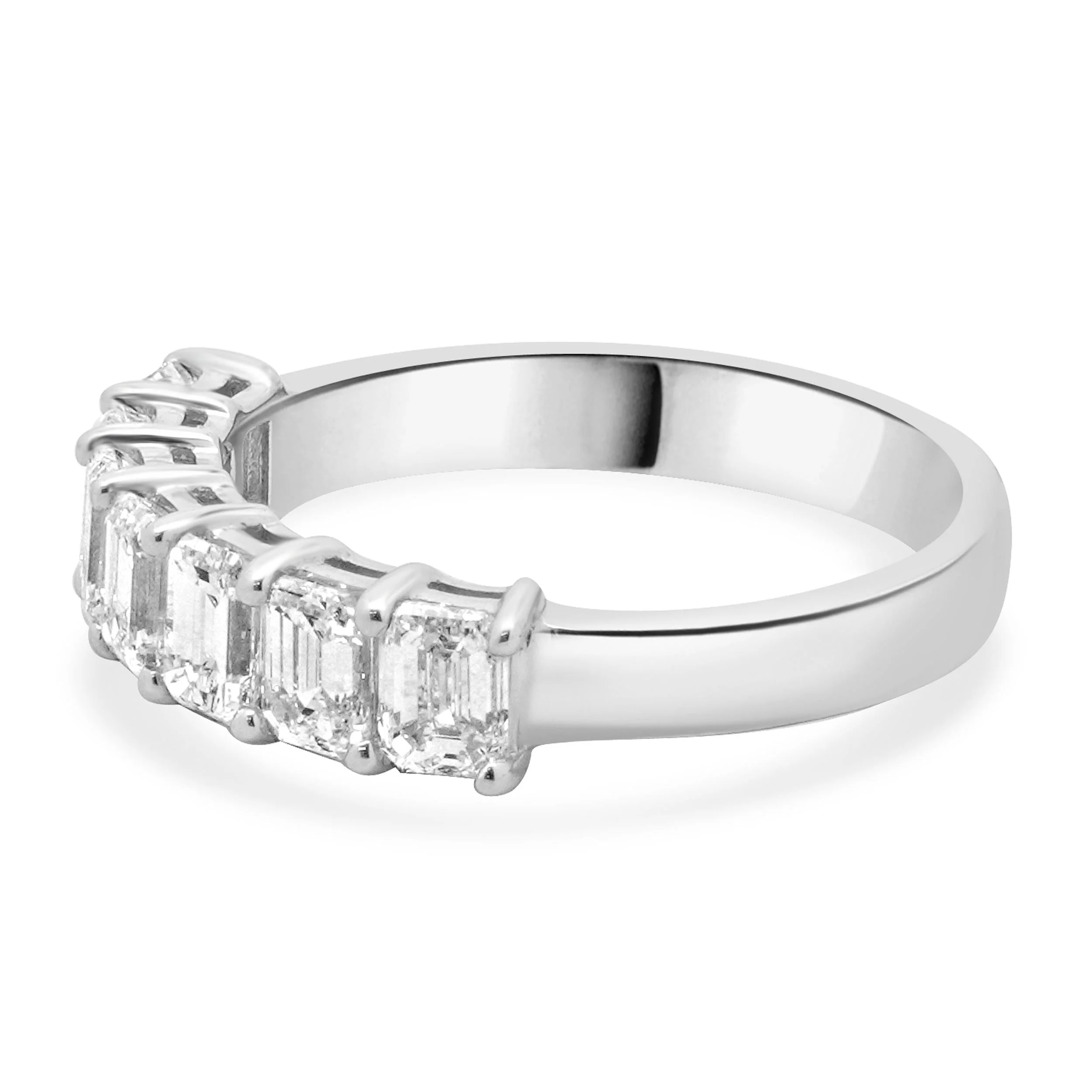 14 Karat White Gold Emerald Cut Diamond Band - Image 2