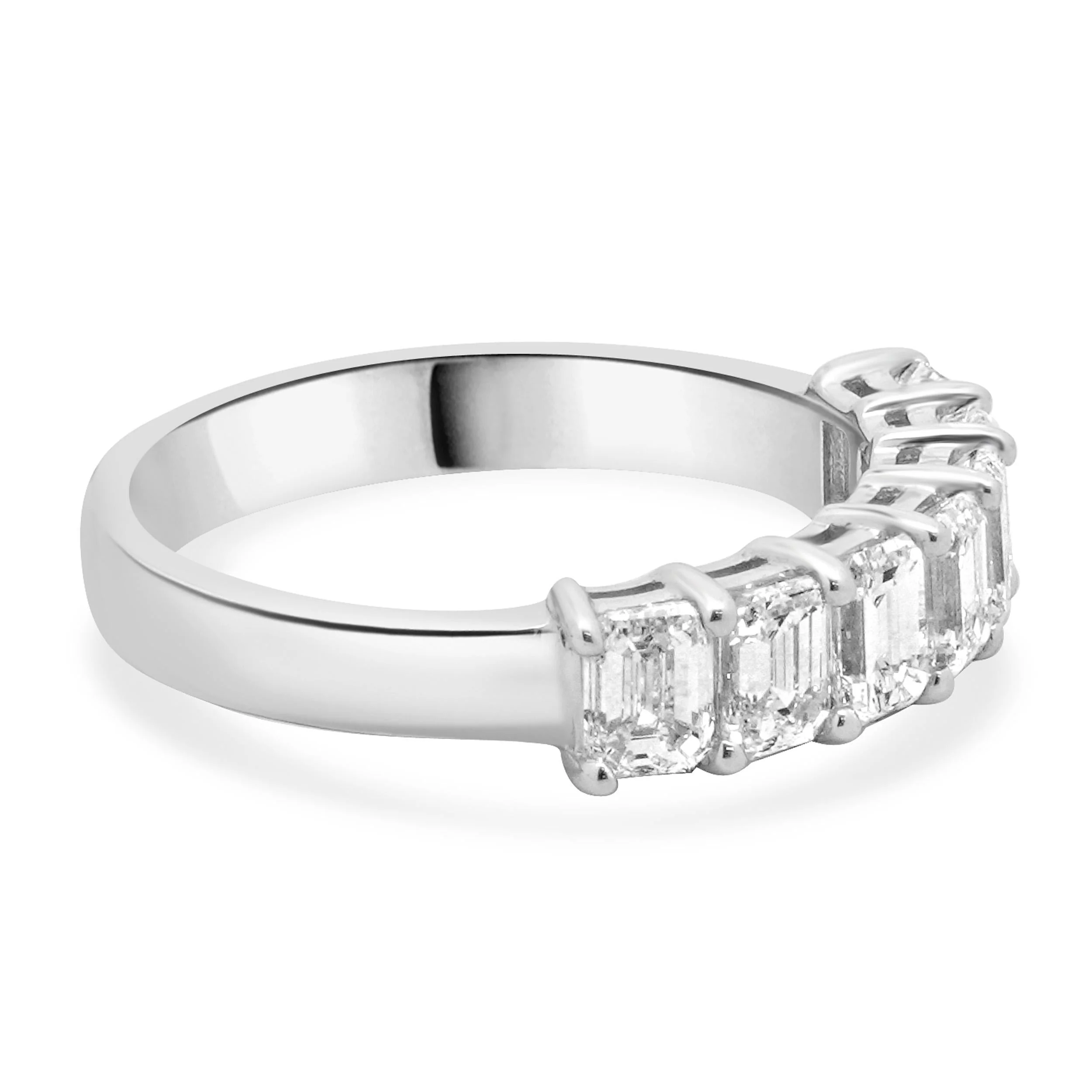 14 Karat White Gold Emerald Cut Diamond Band - Image 3