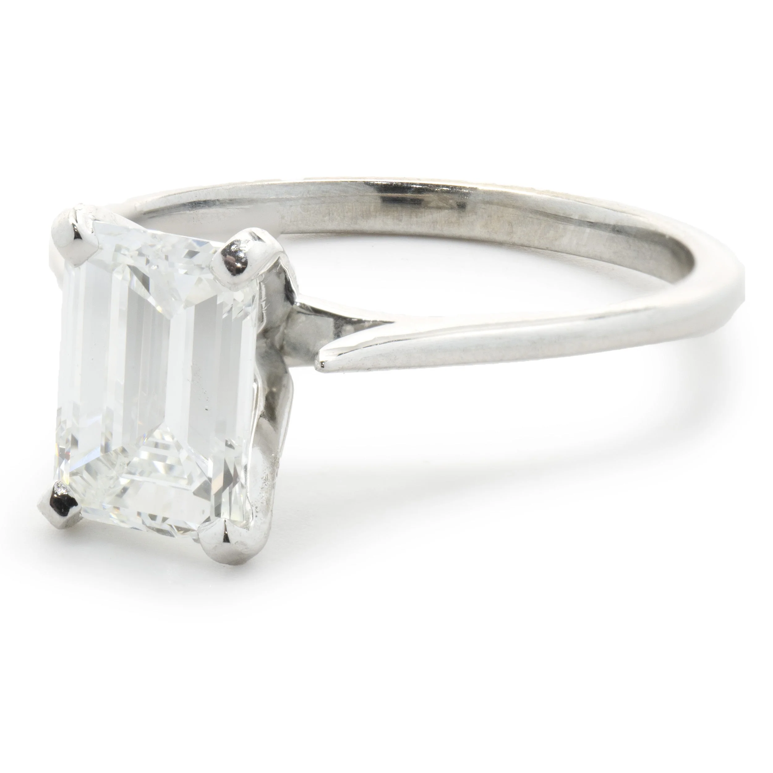 14 Karat White Gold Emerald Cut Diamond Engagement Ring - Image 2
