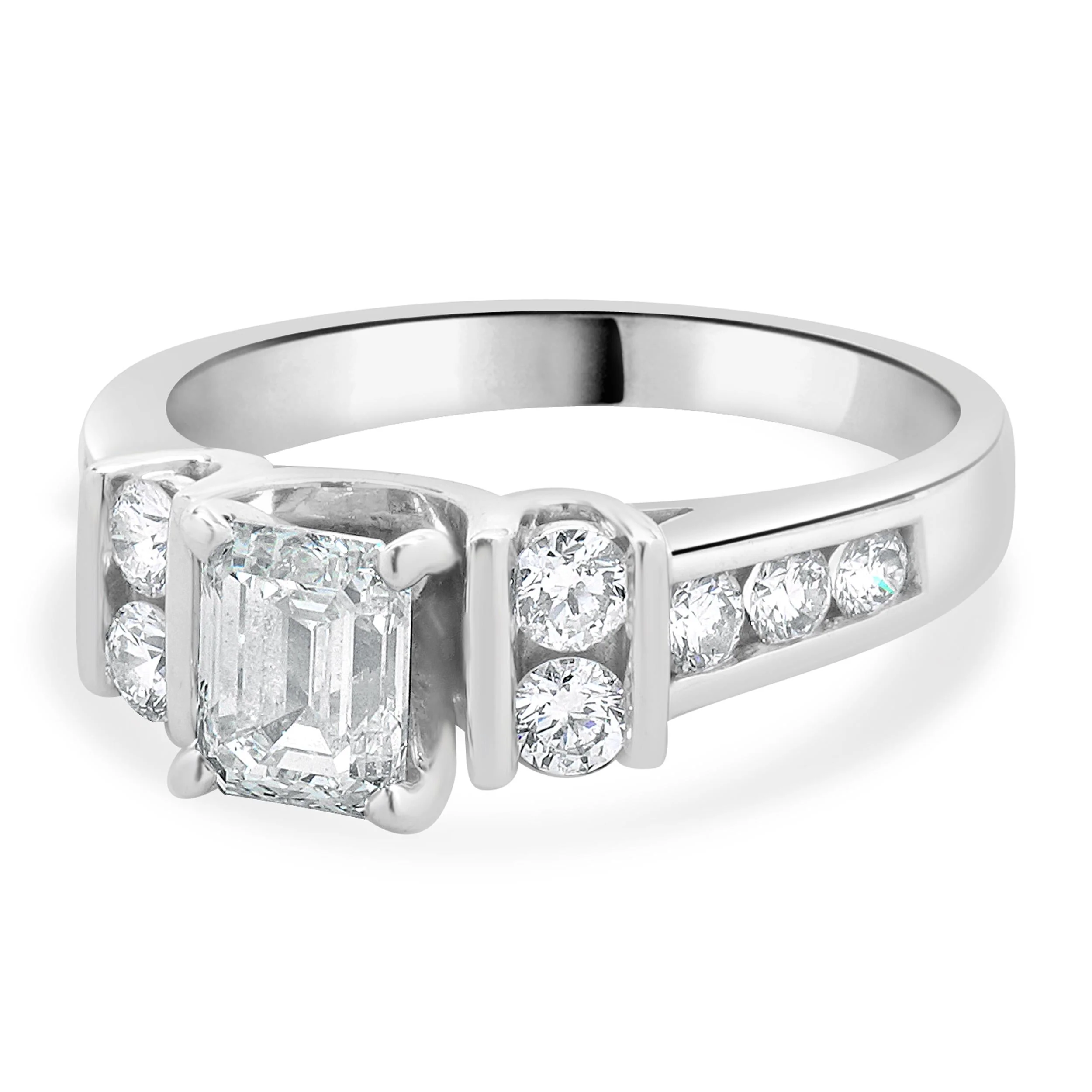 14 Karat White Gold Emerald Cut Diamond Engagement Ring - Image 2