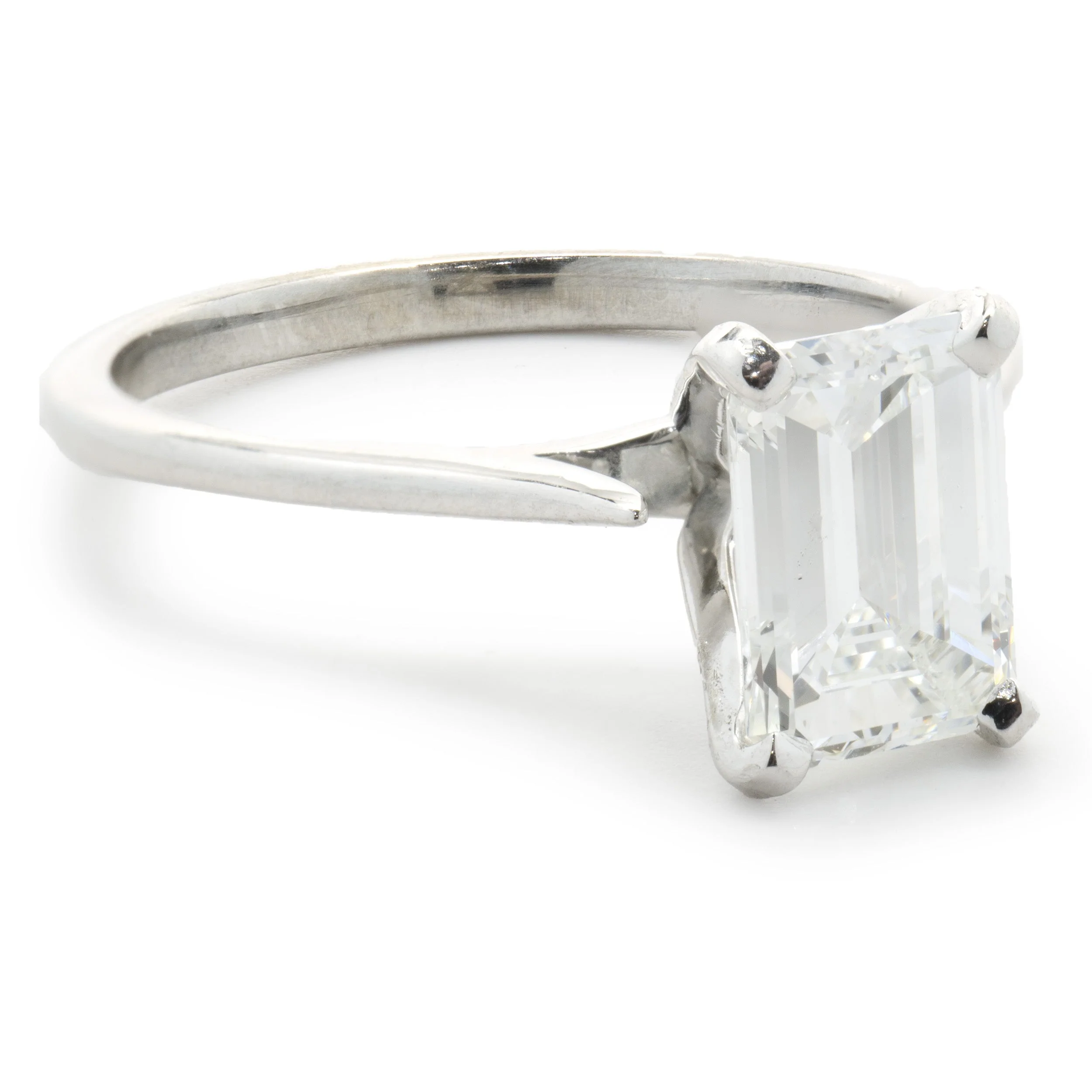 14 Karat White Gold Emerald Cut Diamond Engagement Ring - Image 4