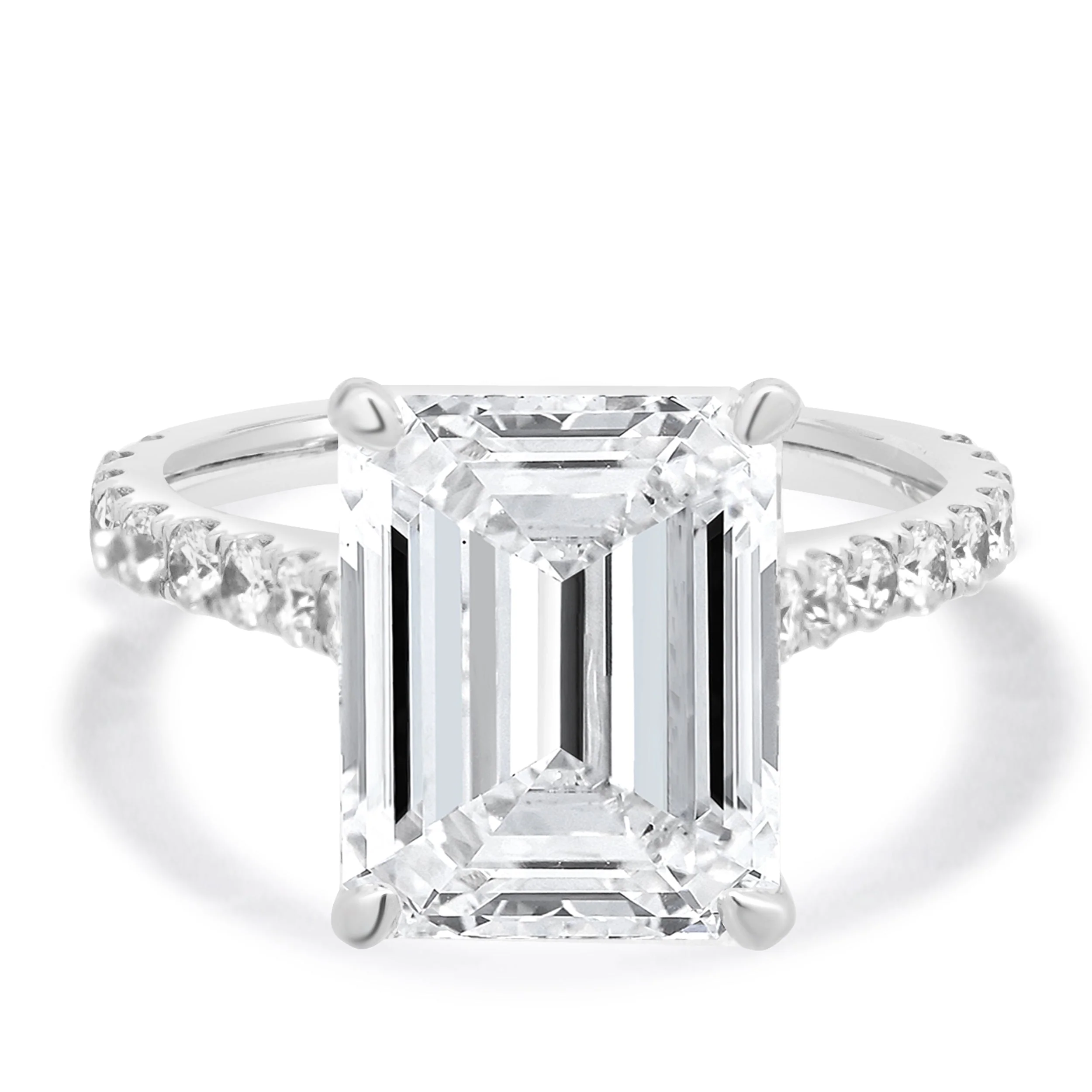 14 Karat White Gold Emerald Cut Diamond Engagement Ring