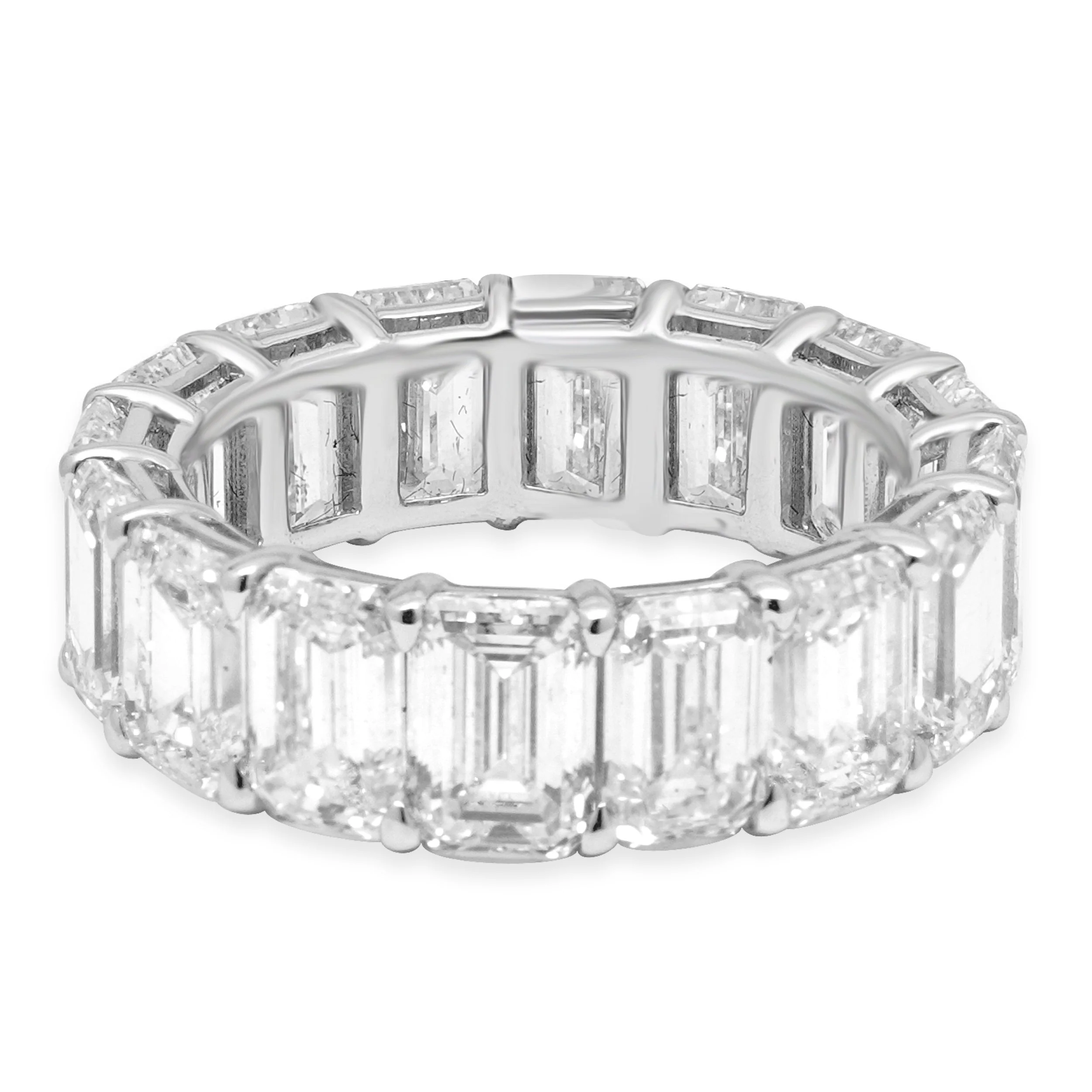 14 Karat White Gold Emerald Cut Eternity Diamond Ring