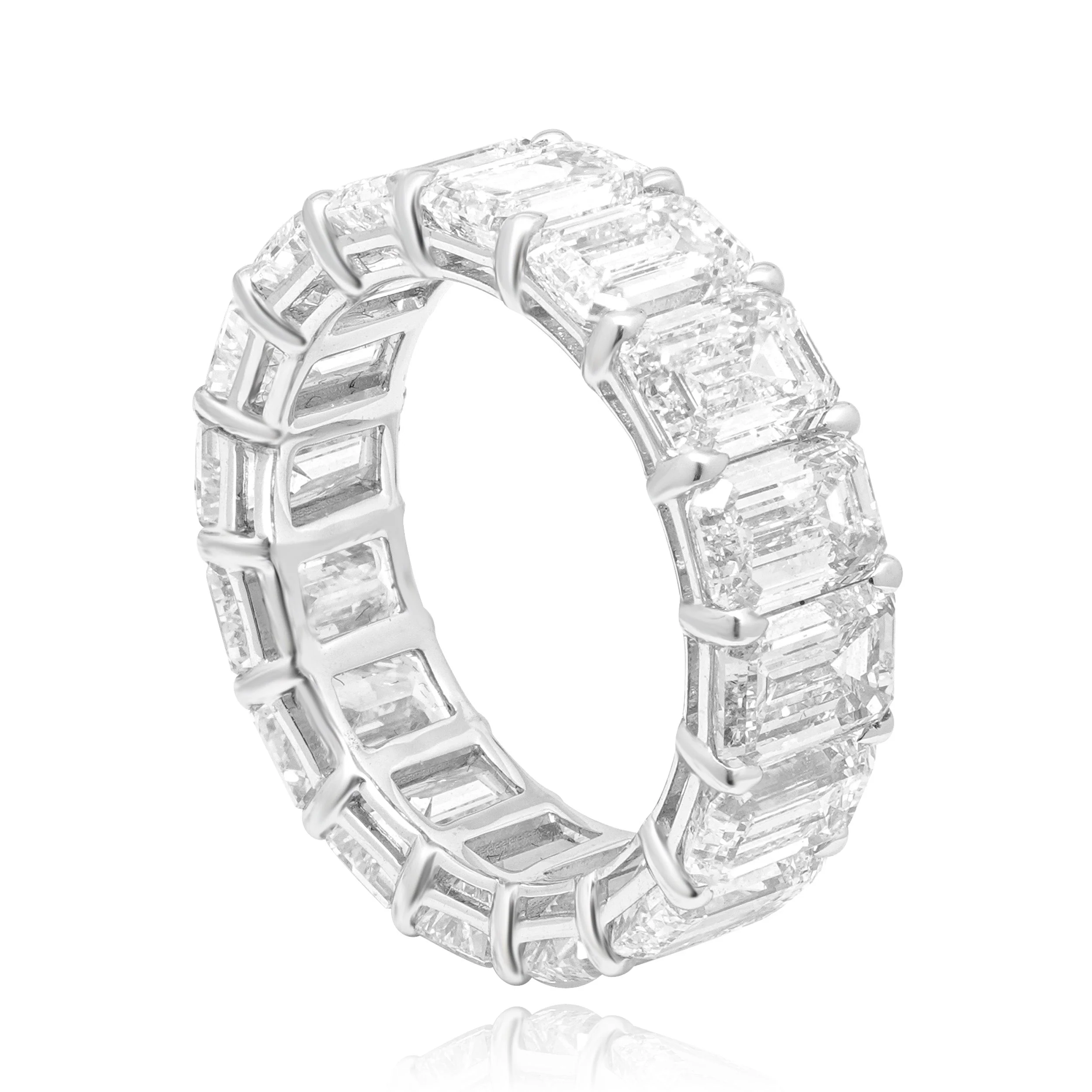 14 Karat White Gold Emerald Cut Eternity Diamond Ring - Image 4
