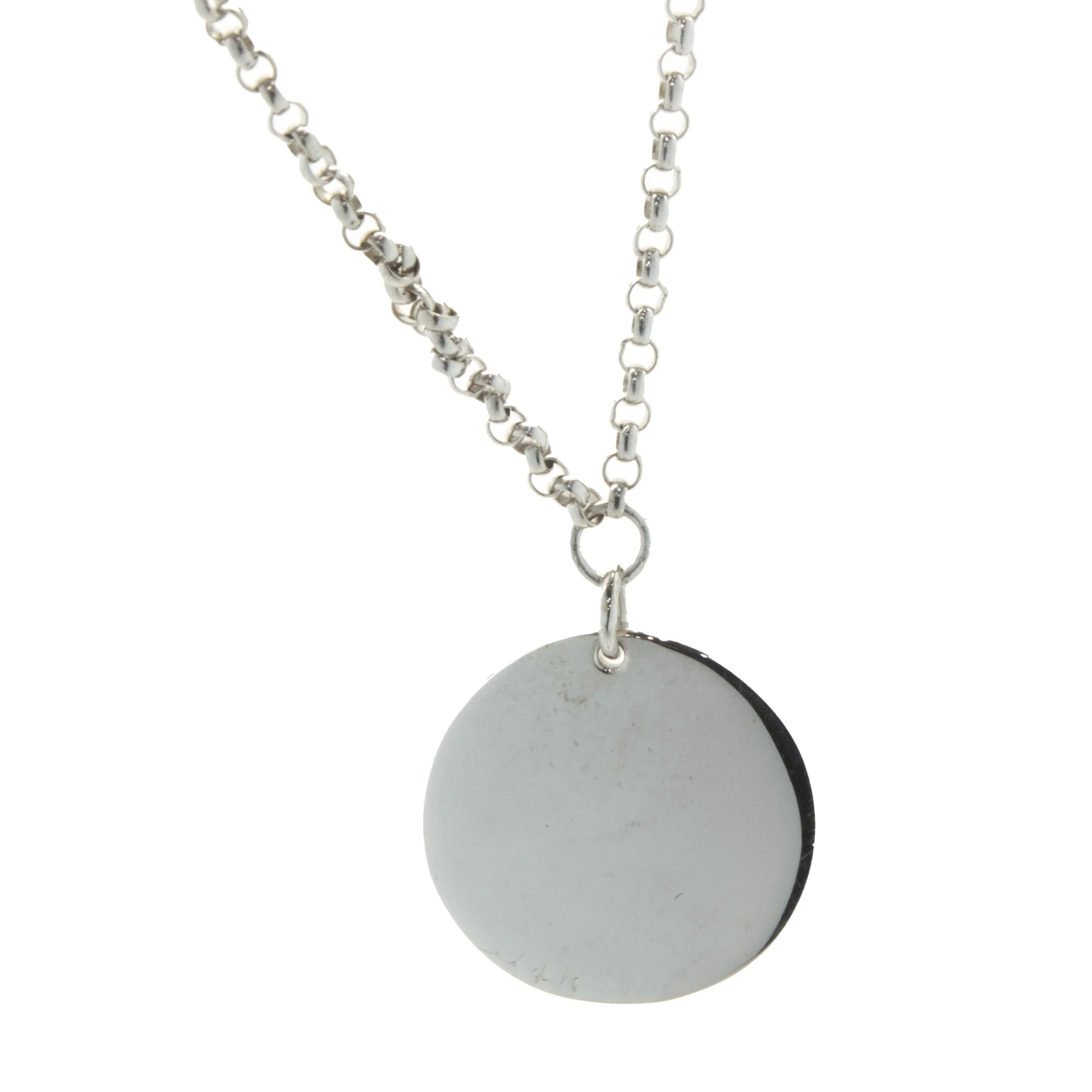 14 Karat White Gold Engraveable Bar Necklace with Pendant - Image 3