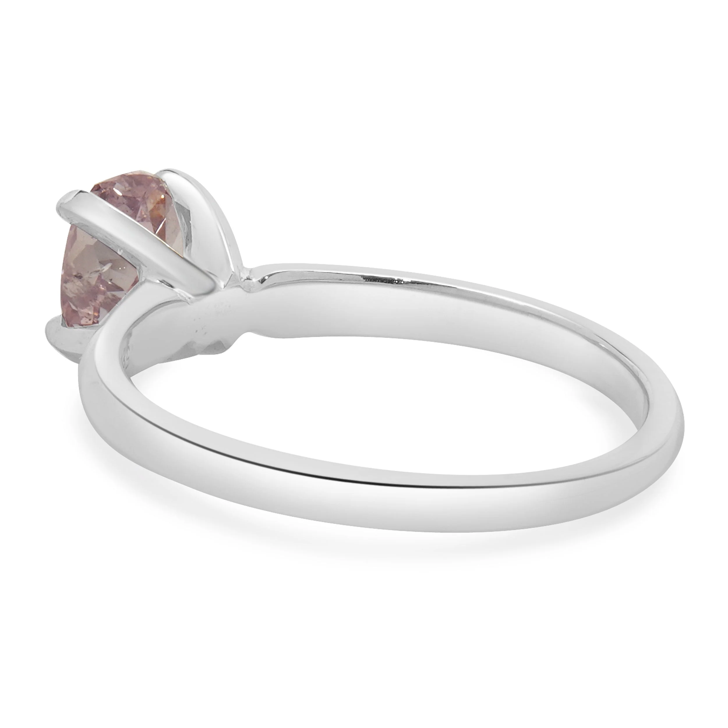 14 Karat White Gold Fancy Purplish Pink Oval Cut Diamond Engagement Ring - Image 3