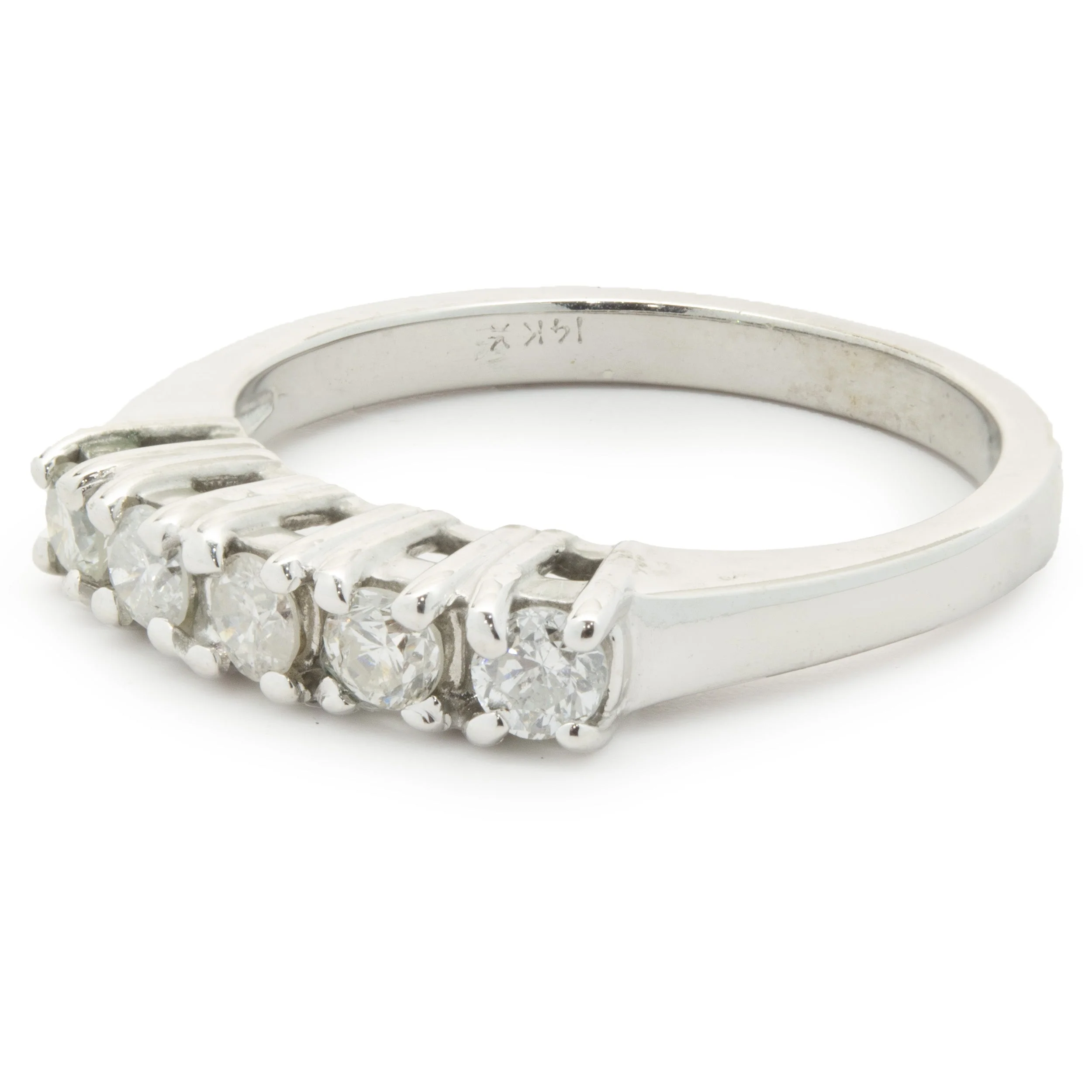 14 Karat White Gold Five Diamond Band - Image 2