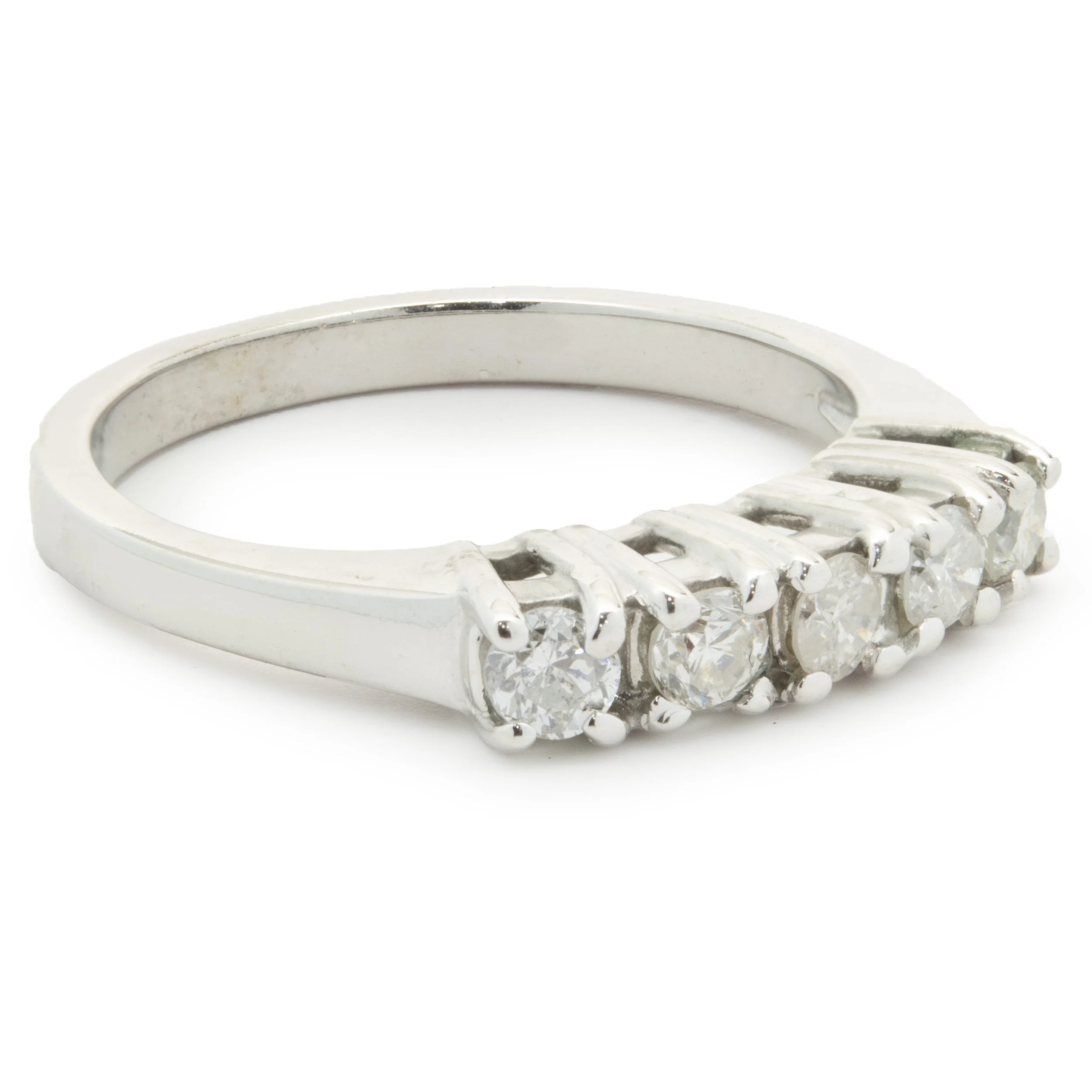 14 Karat White Gold Five Diamond Band - Image 4