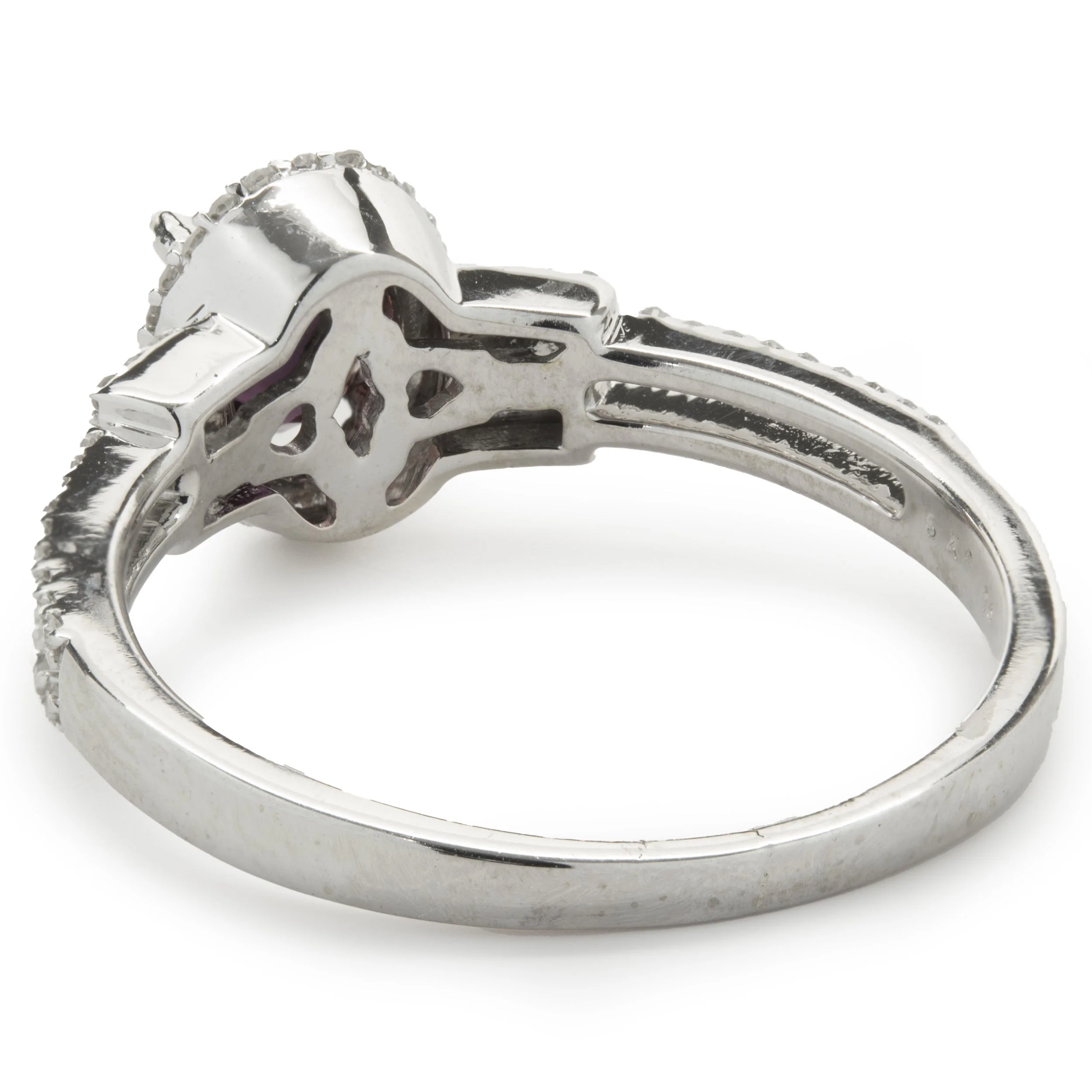14 Karat White Gold Garnet and Diamond Ring - Image 4