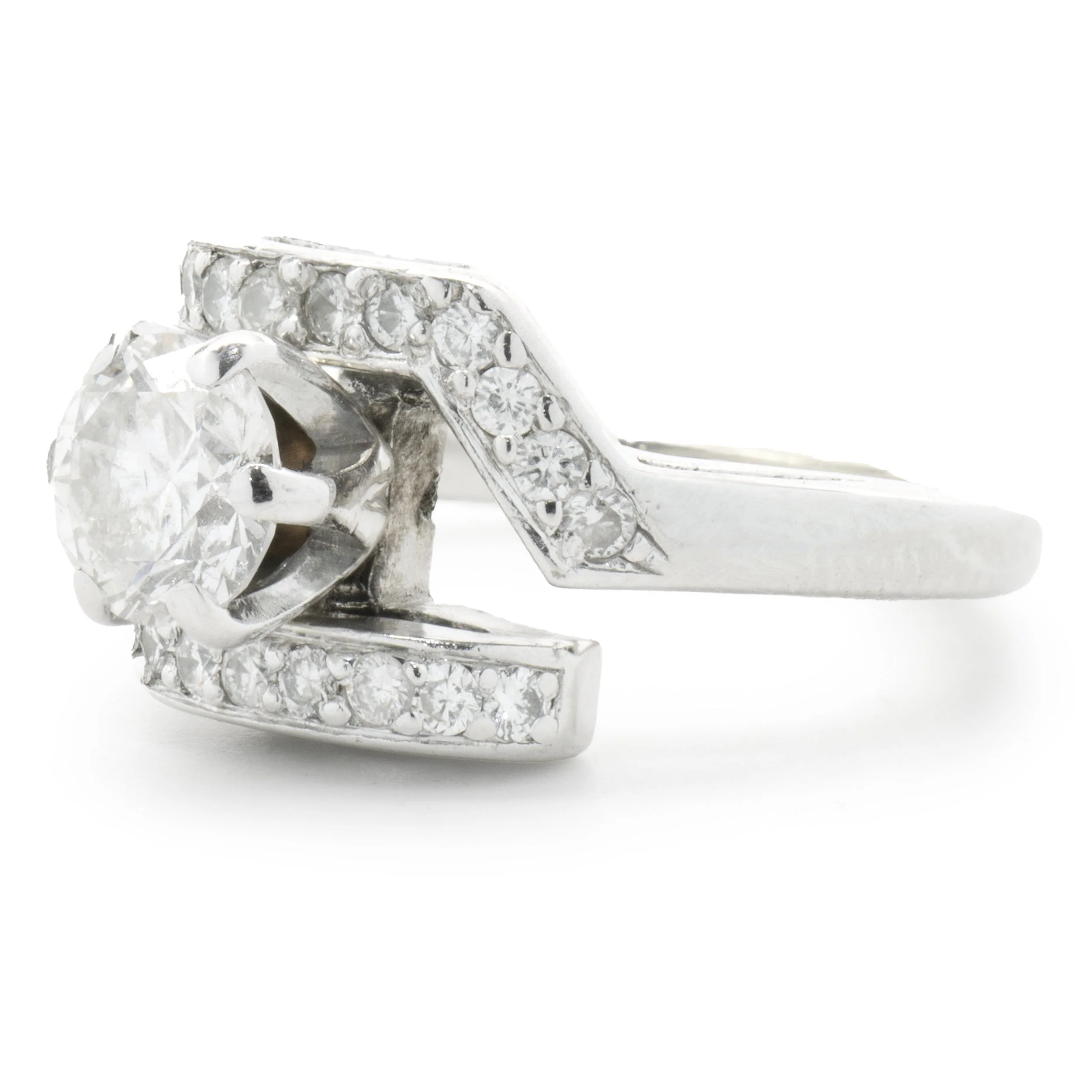 14 Karat White Gold Geometric Bypass Diamond Engagement Ring - Image 2