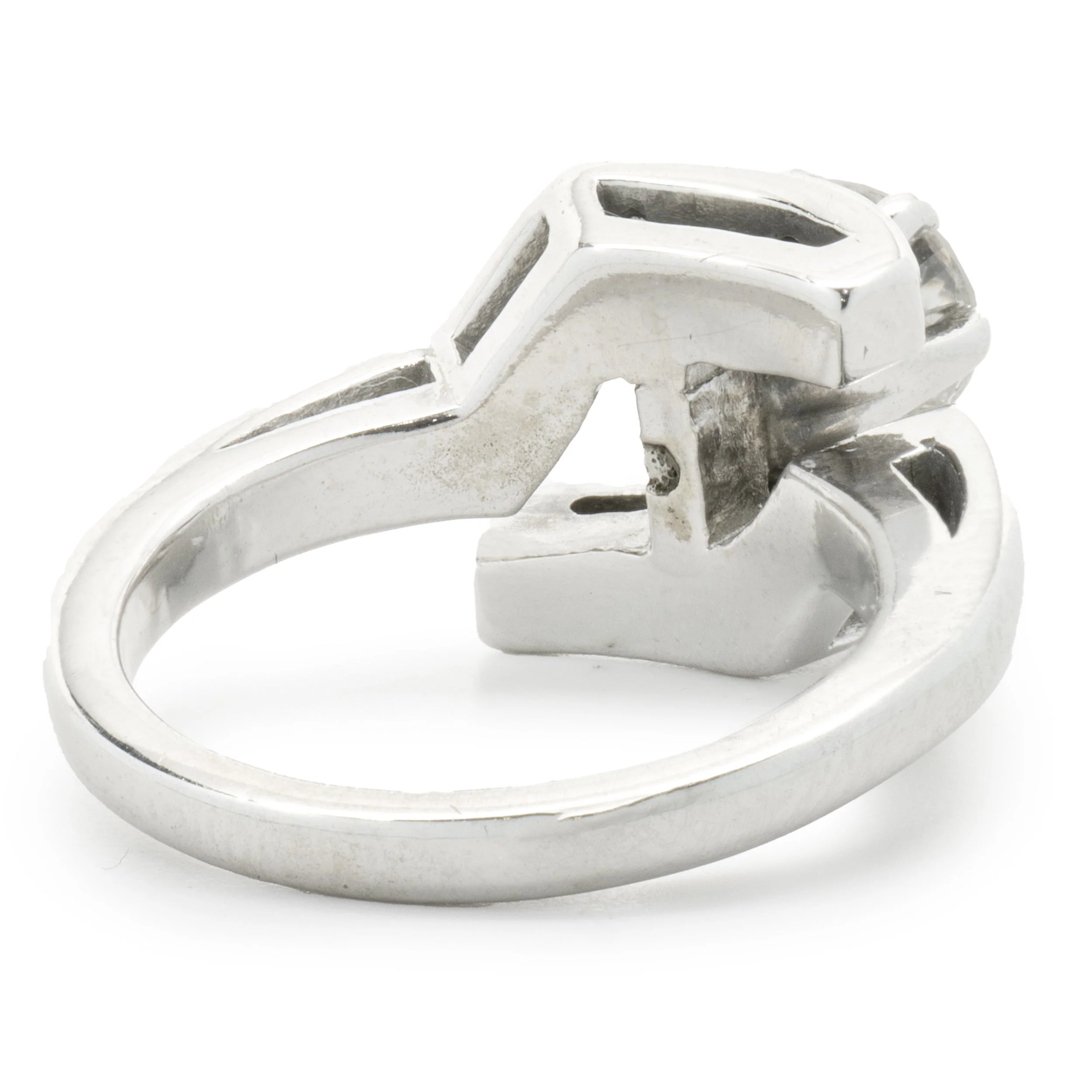 14 Karat White Gold Geometric Bypass Diamond Engagement Ring - Image 4