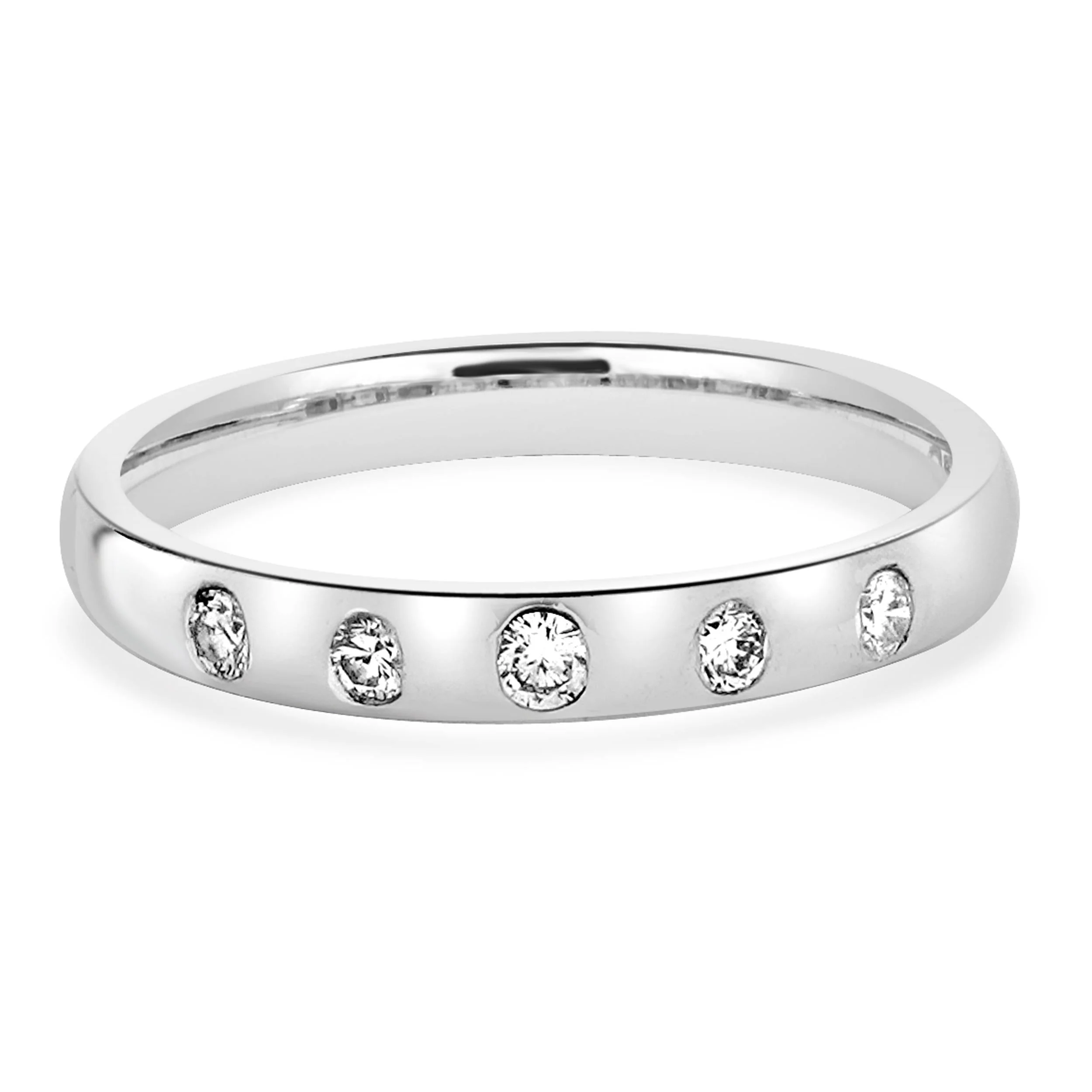 14 Karat White Gold Gypsy Set Diamond Band