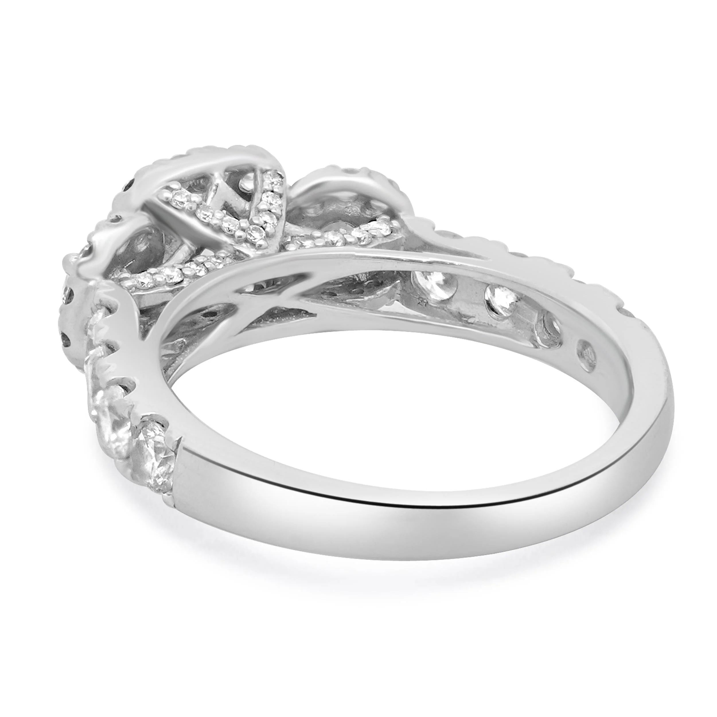 14 Karat White Gold Halo Cushion Diamond Engagement Ring - Image 4