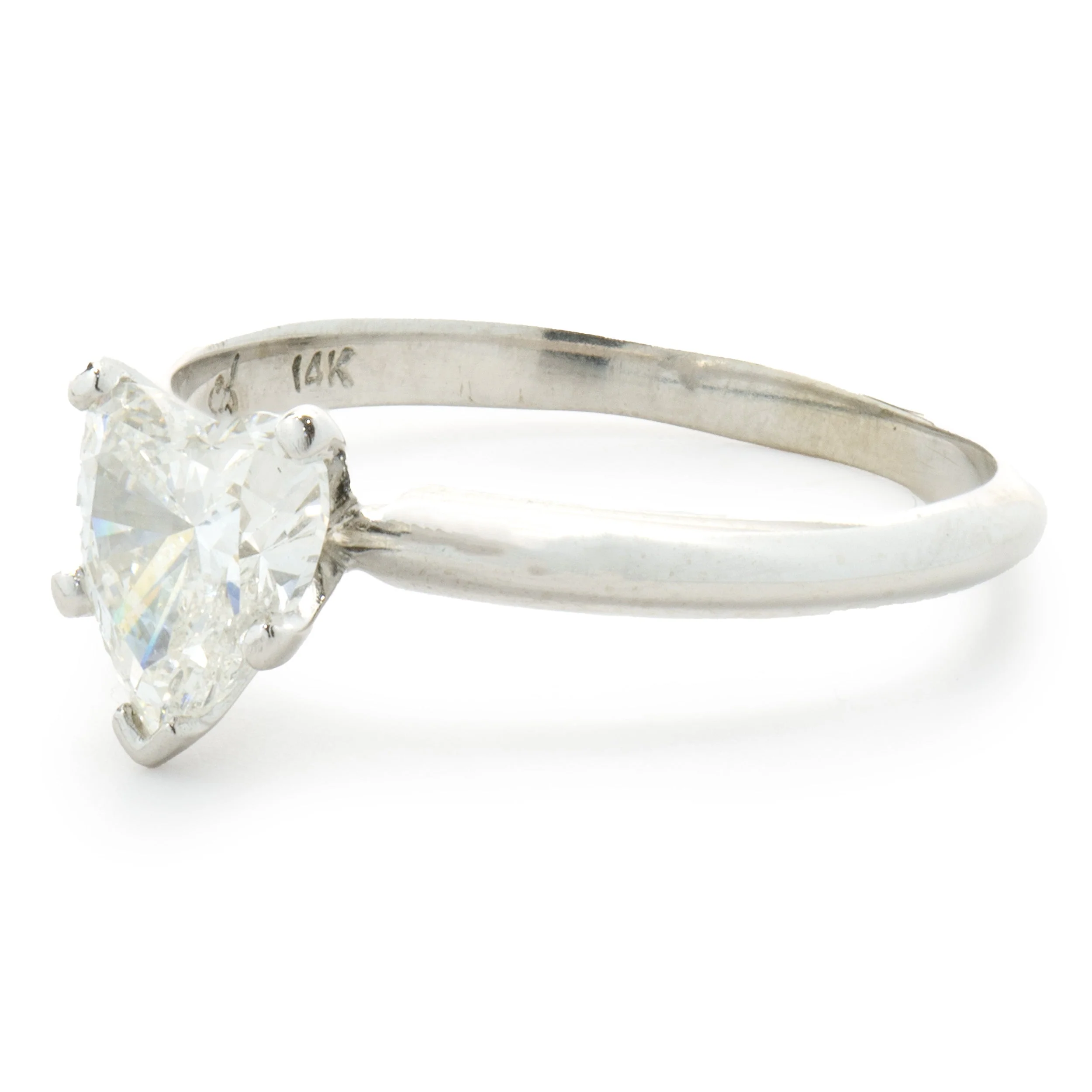 14 Karat White Gold Heart Cut Diamond Engagement Ring - Image 2
