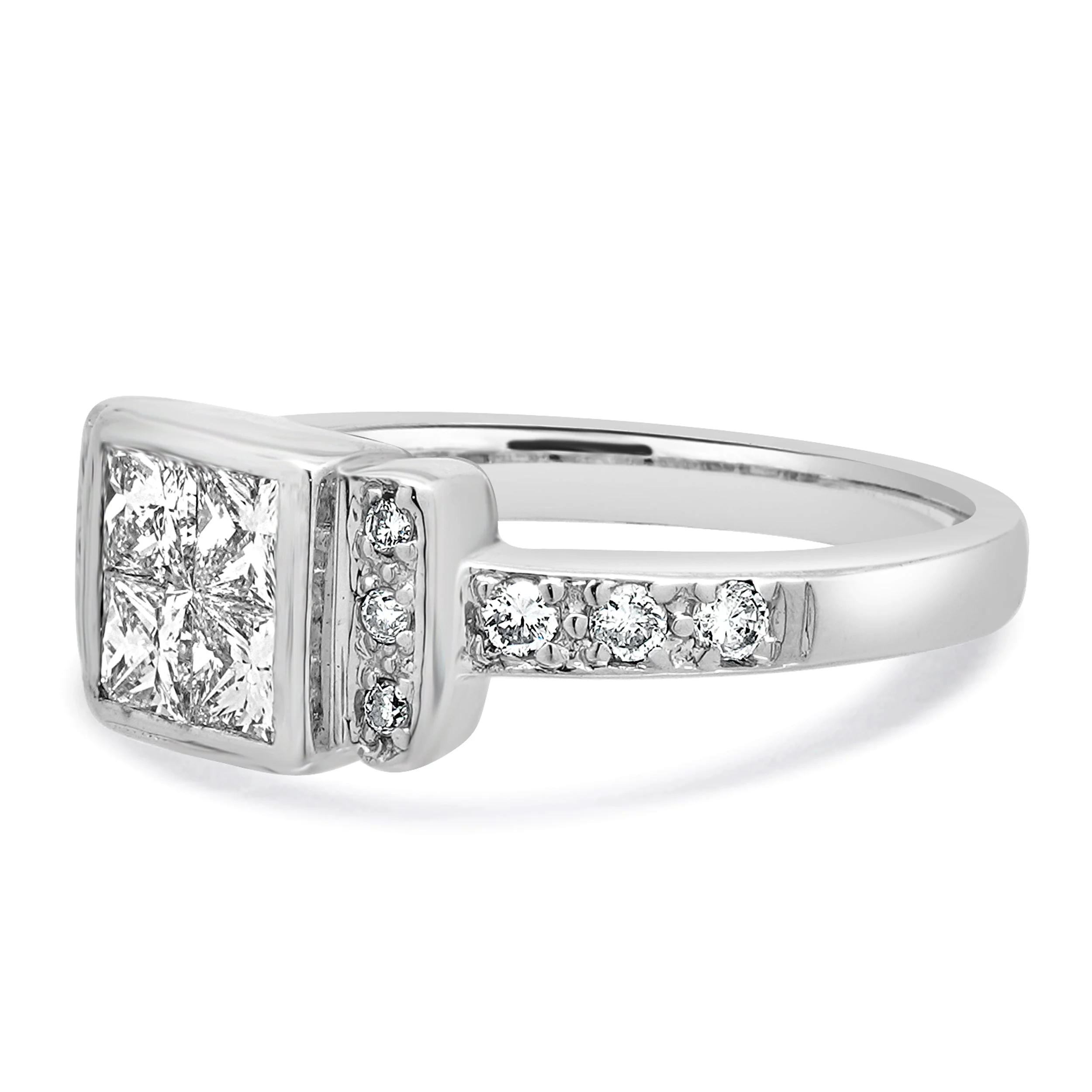 14 Karat White Gold Invisible Set Princess Cut Diamond Ring - Image 2