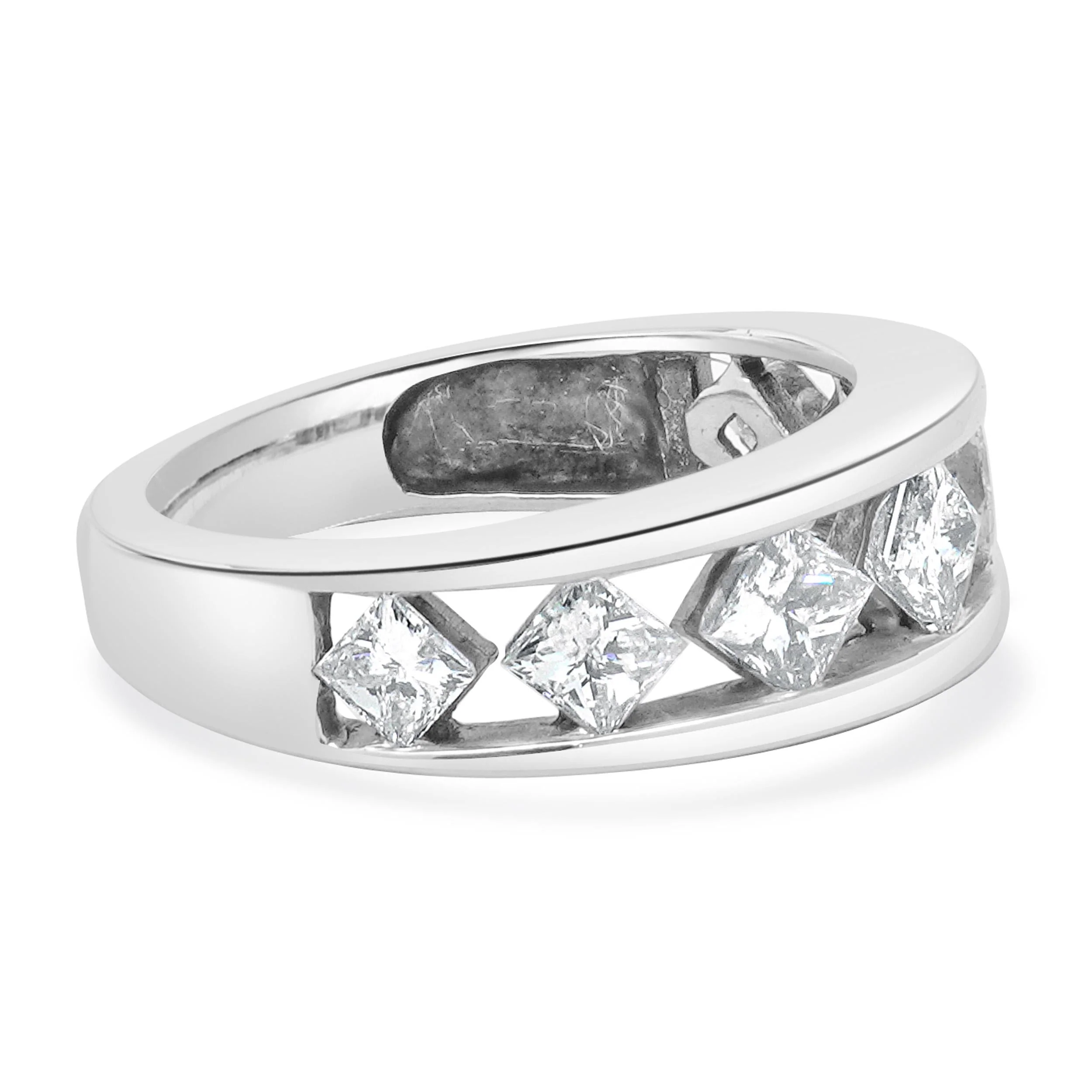 14 Karat White Gold Kite Set Princess Cut Diamond Band - Image 2