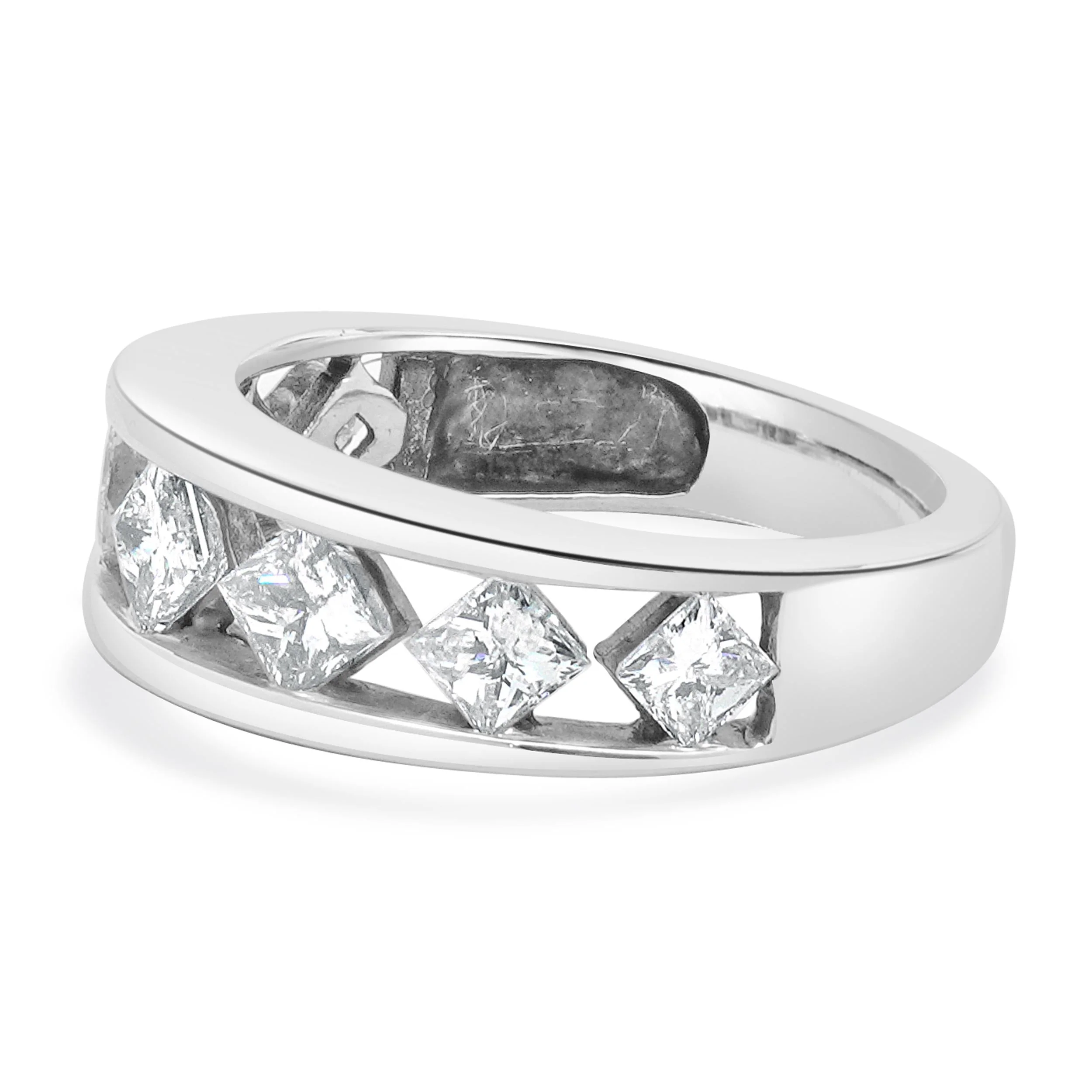 14 Karat White Gold Kite Set Princess Cut Diamond Band - Image 3