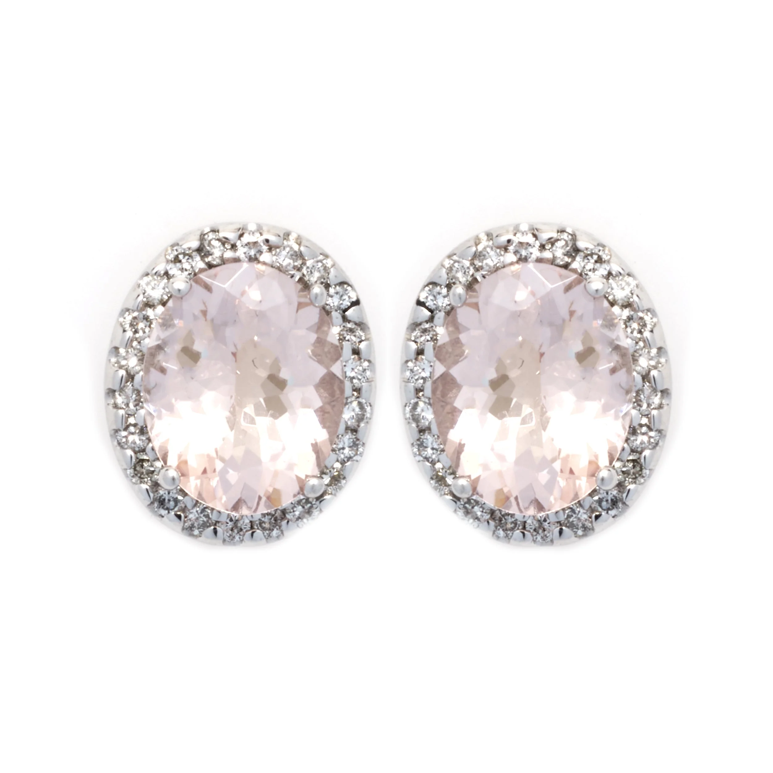 14 Karat White Gold Kunzite and Diamond Earrings