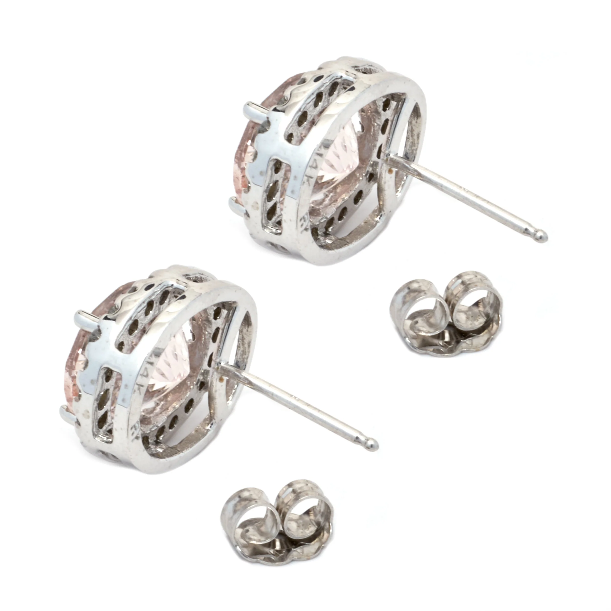 14 Karat White Gold Kunzite and Diamond Earrings - Image 3
