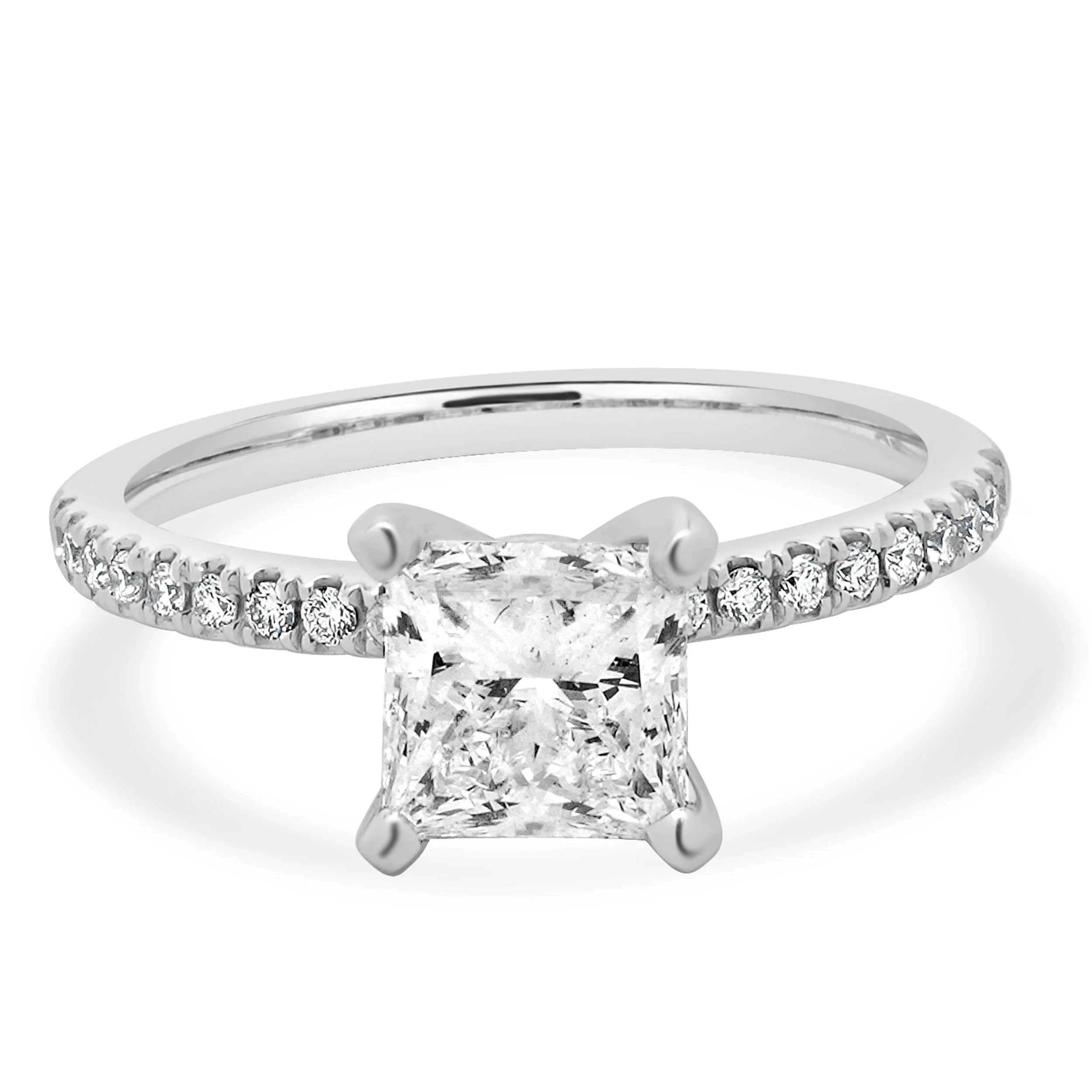 14 Karat White Gold Lab Grown Princess Cut Diamond Engagement Ring
