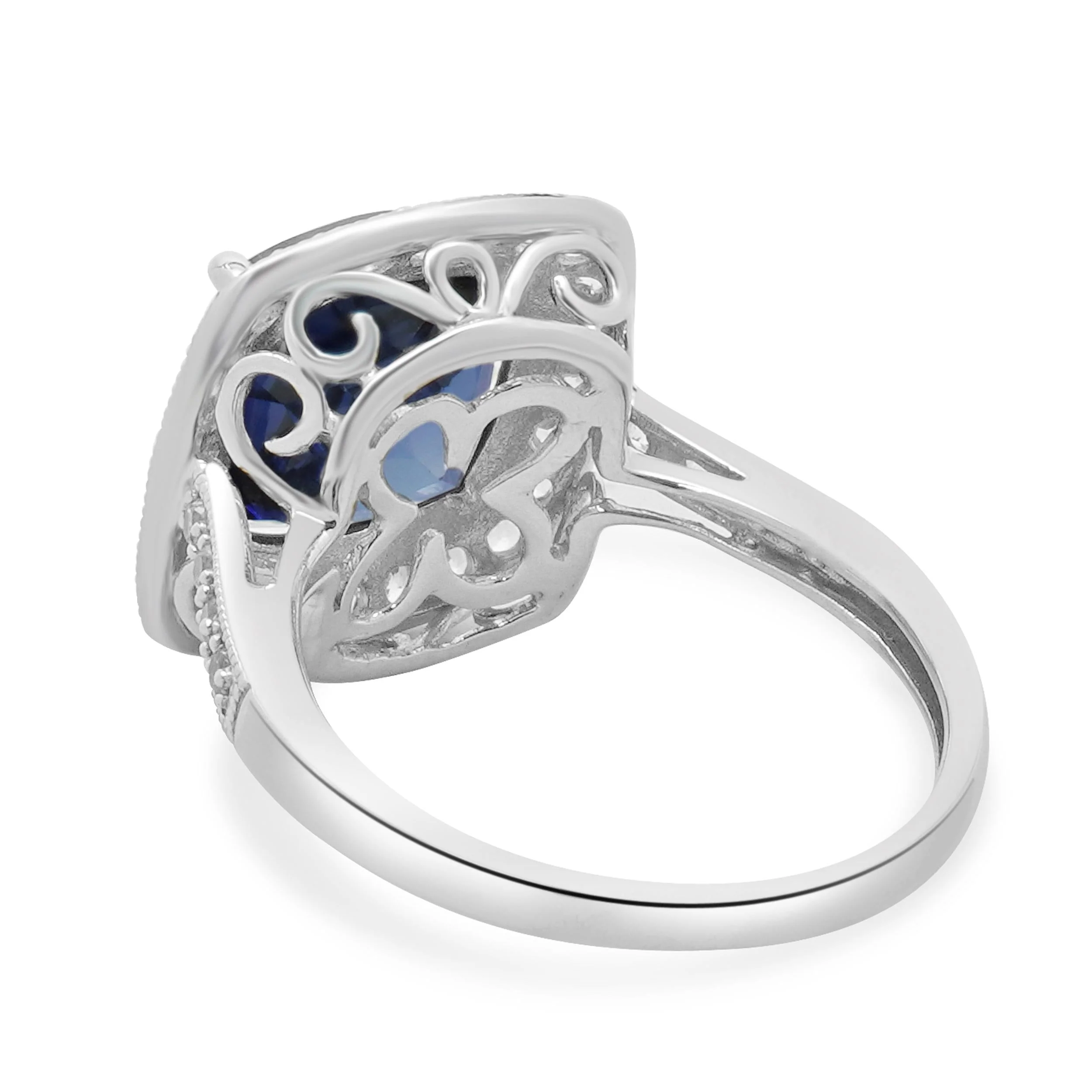 14 Karat White Gold Lab Grown Sapphire and White Topaz Ring - Image 3