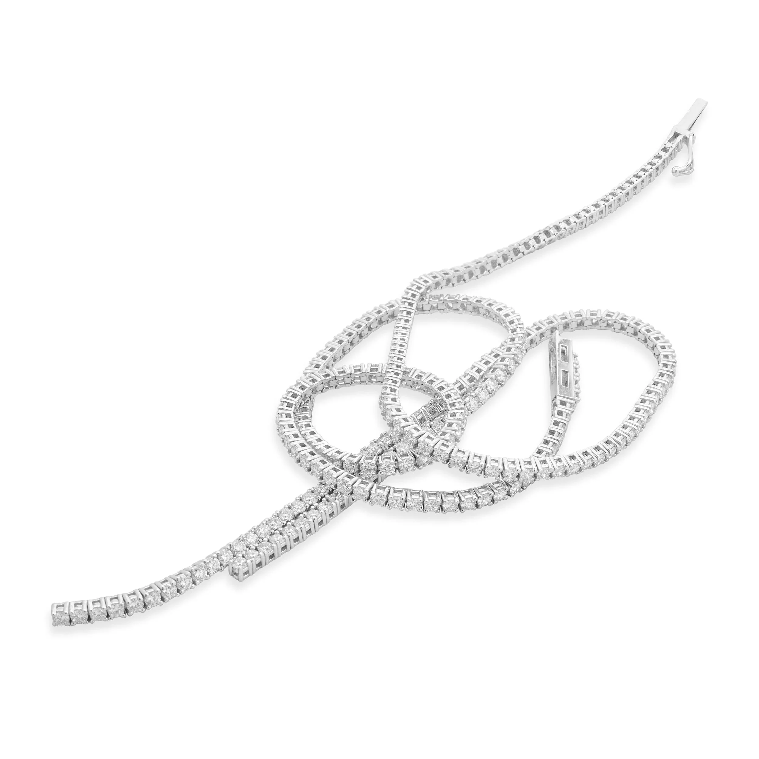 14 Karat White Gold Lariat Style Diamond Necklace - Image 2