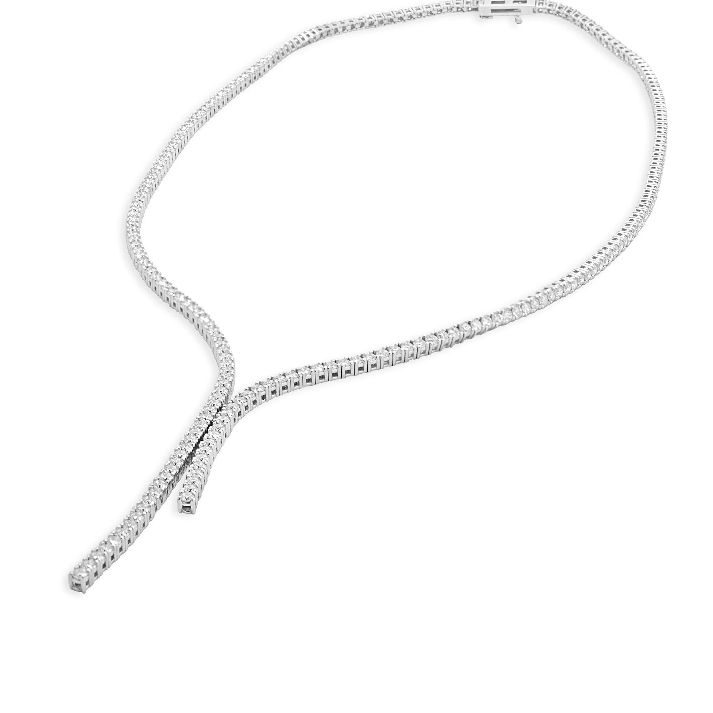 14 Karat White Gold Lariat Style Diamond Necklace - Image 3