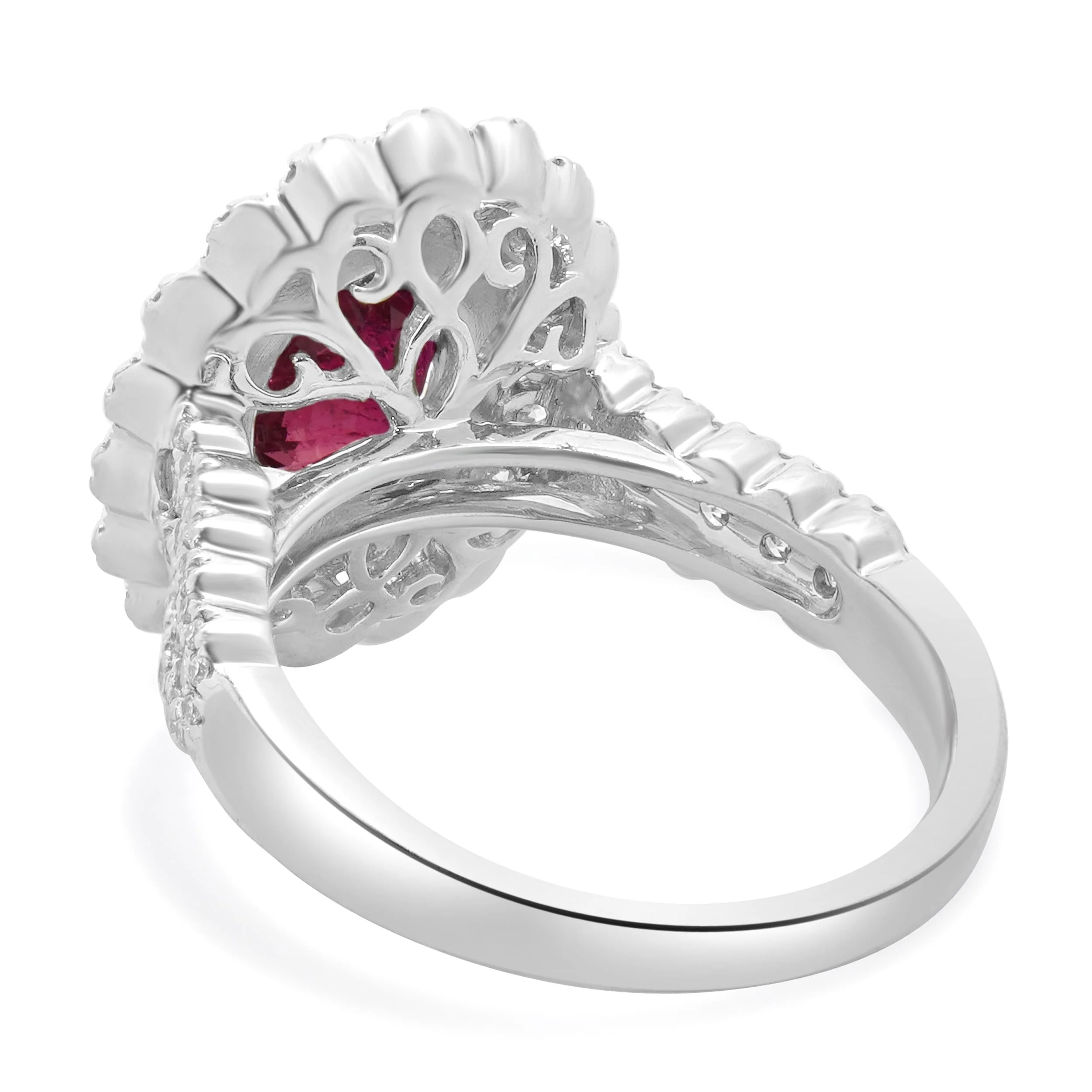 14 Karat White Gold Madagascar Ruby and Diamond Ring - Image 3