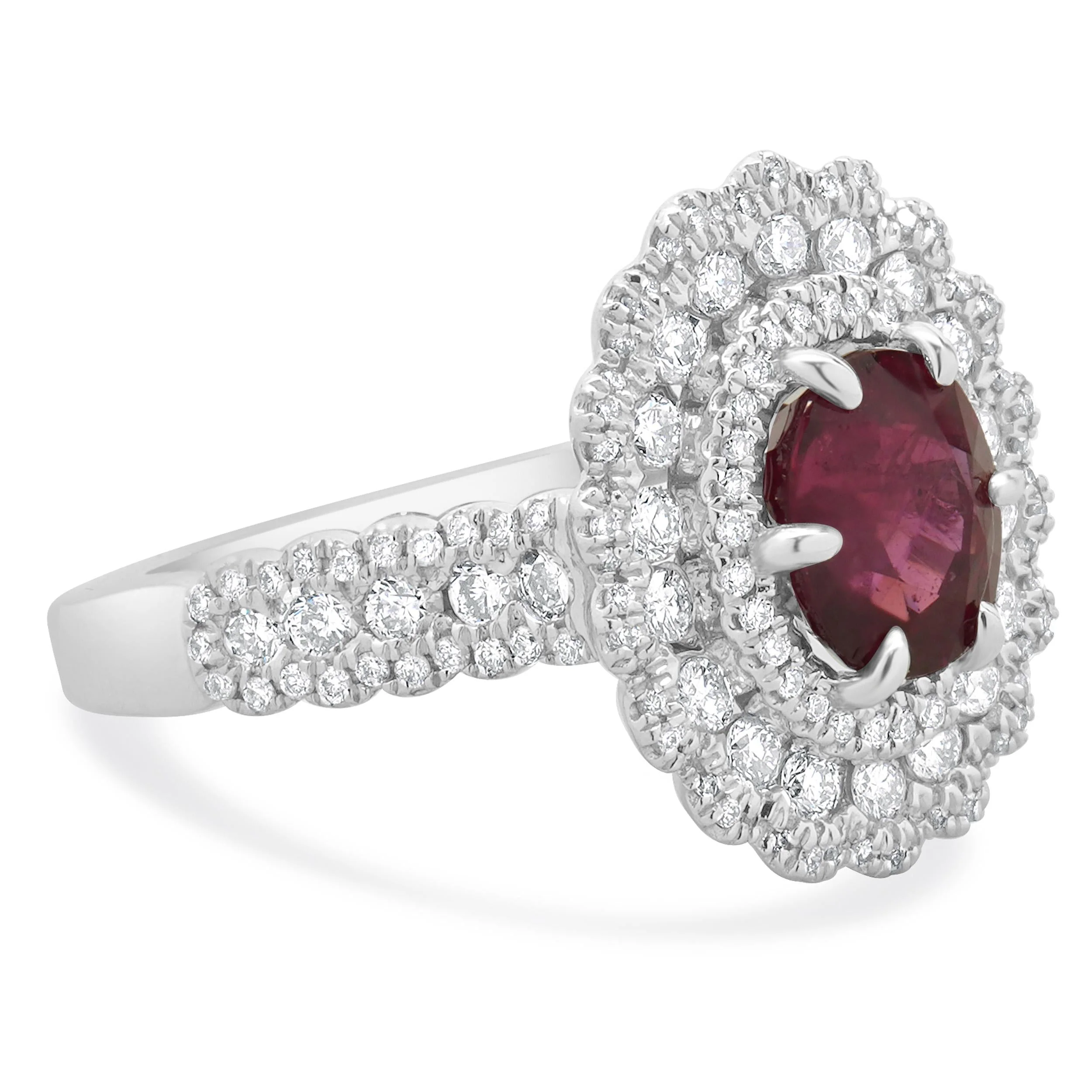 14 Karat White Gold Madagascar Ruby and Diamond Ring - Image 4
