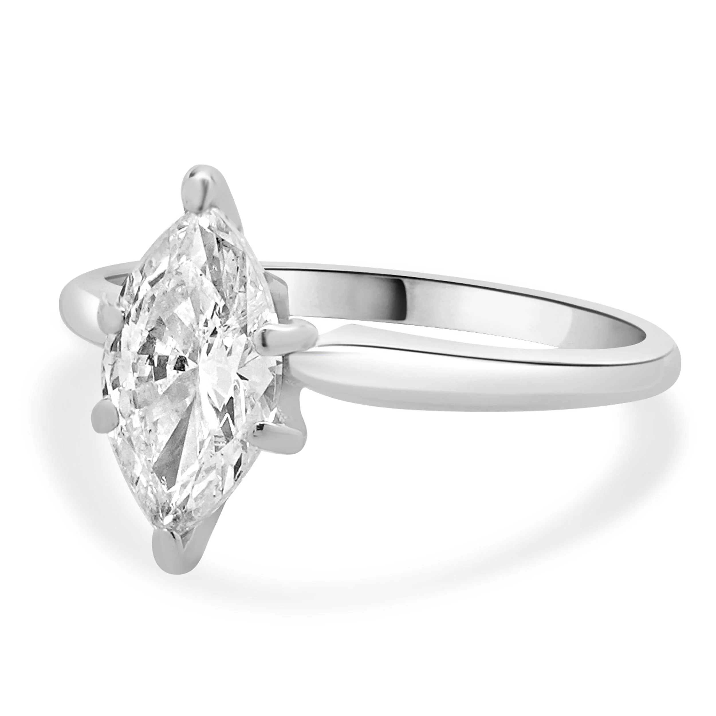 14 Karat White Gold Marquise Cut Diamond Engagement Ring - Image 2