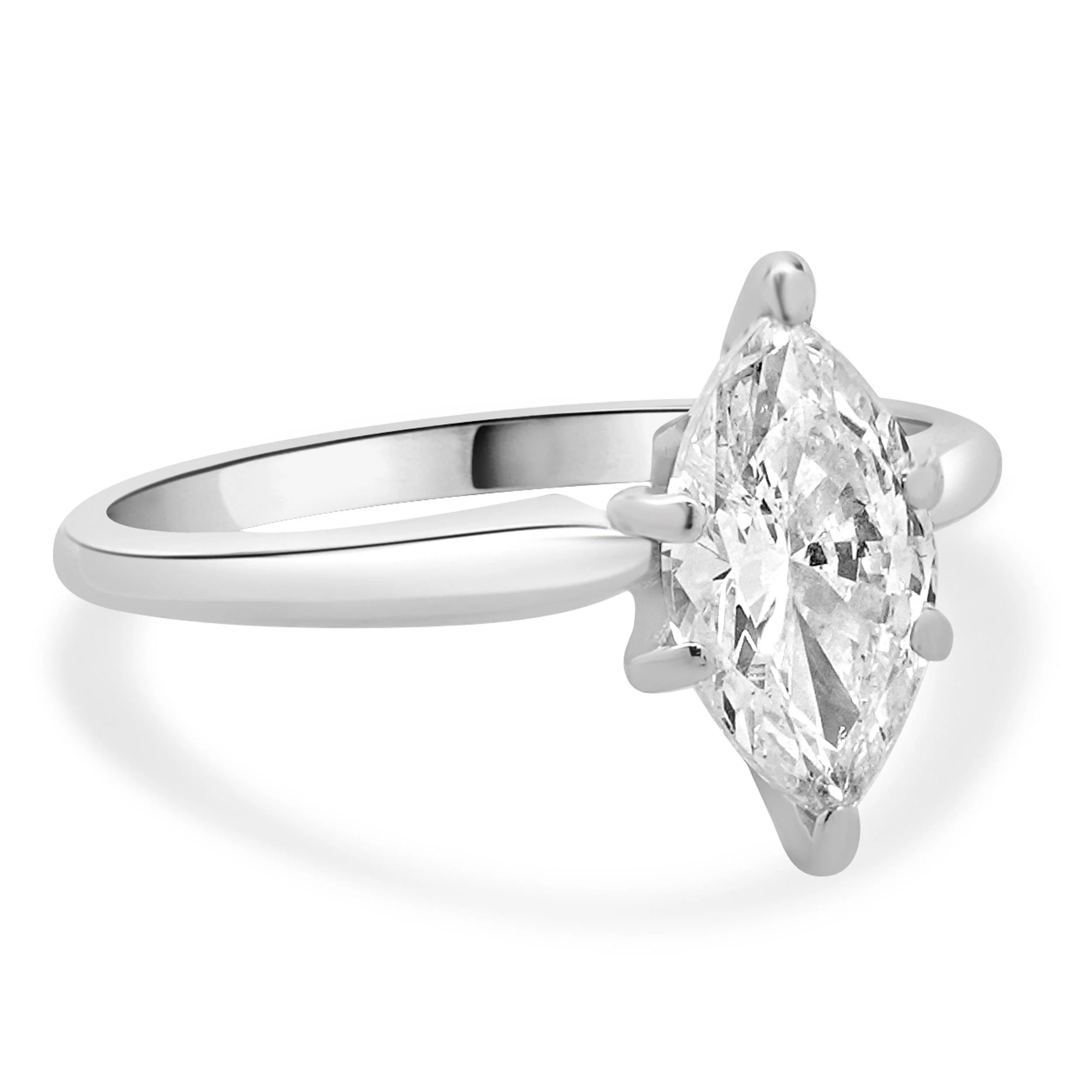 14 Karat White Gold Marquise Cut Diamond Engagement Ring - Image 4