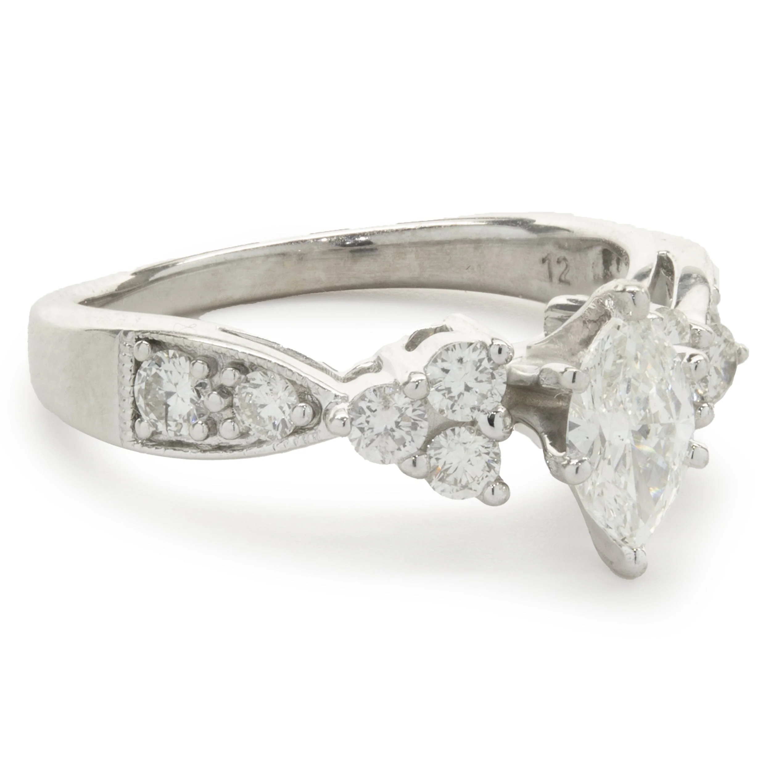 14 Karat White Gold Marquise Cut Diamond Engagement Ring - Image 2