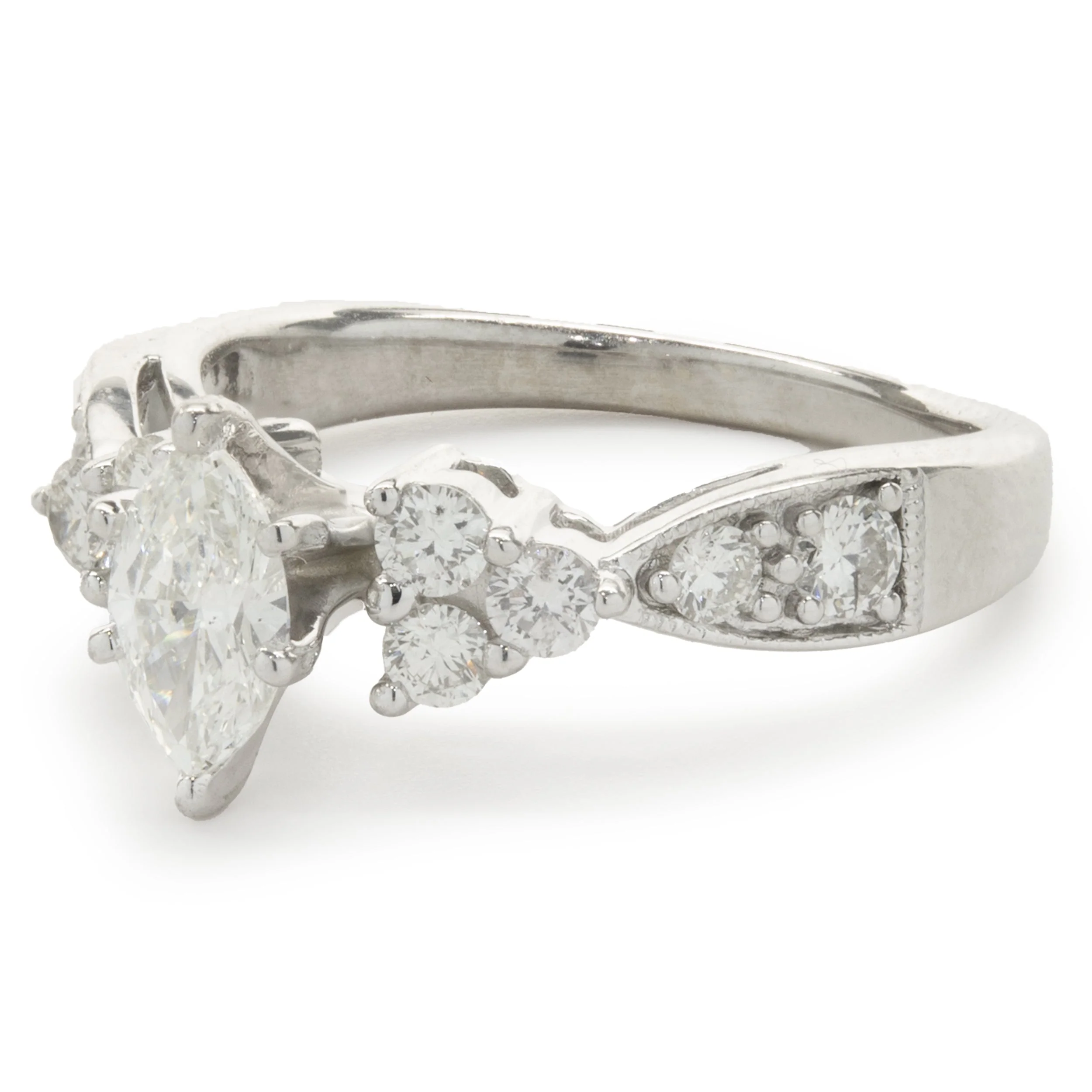14 Karat White Gold Marquise Cut Diamond Engagement Ring - Image 4
