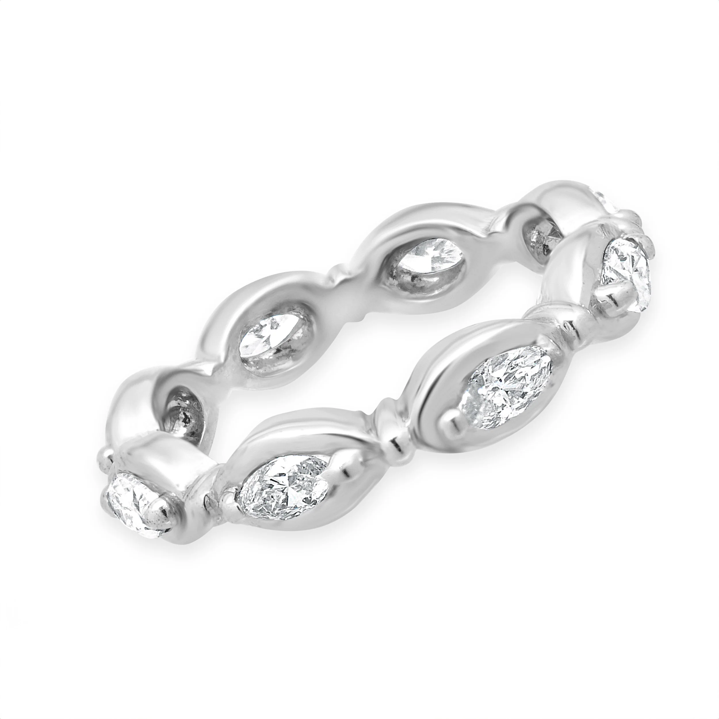 14 Karat White Gold Marquise Diamond Eternity Band - Image 2