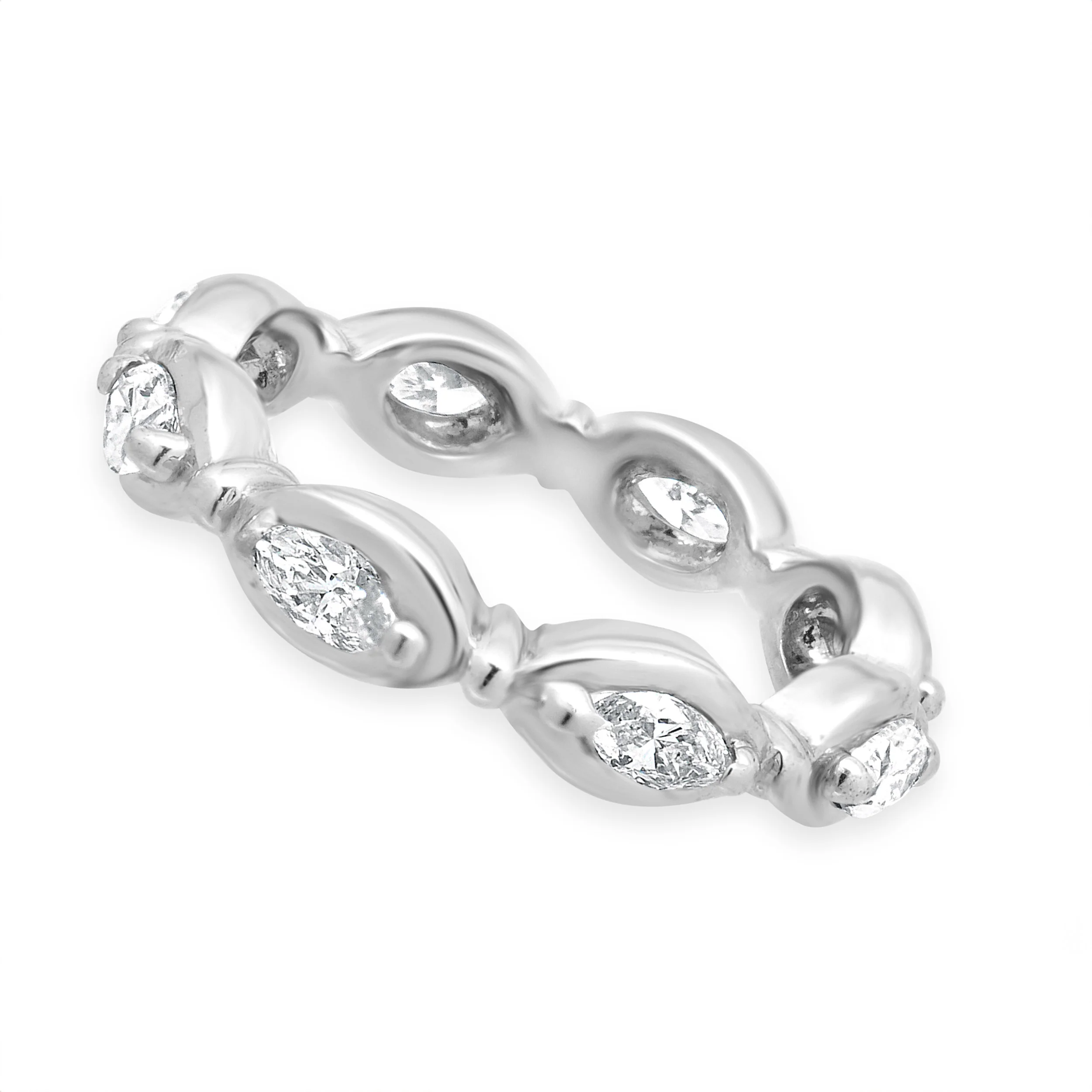 14 Karat White Gold Marquise Diamond Eternity Band - Image 4