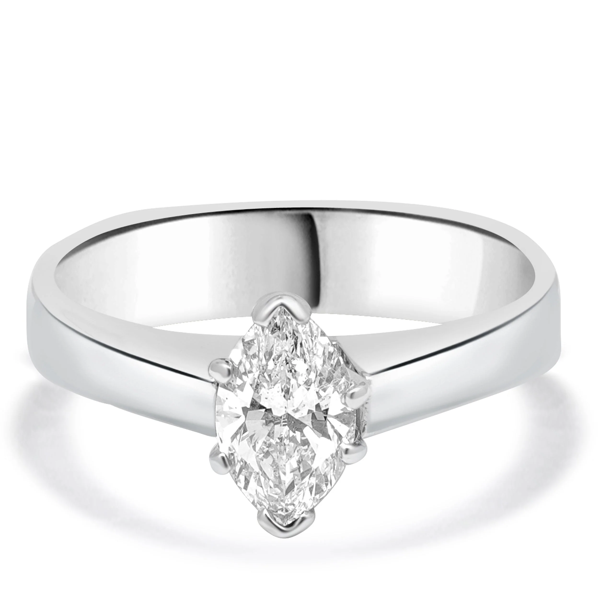 14 Karat White Gold Marquise Solitaire Engagement Ring