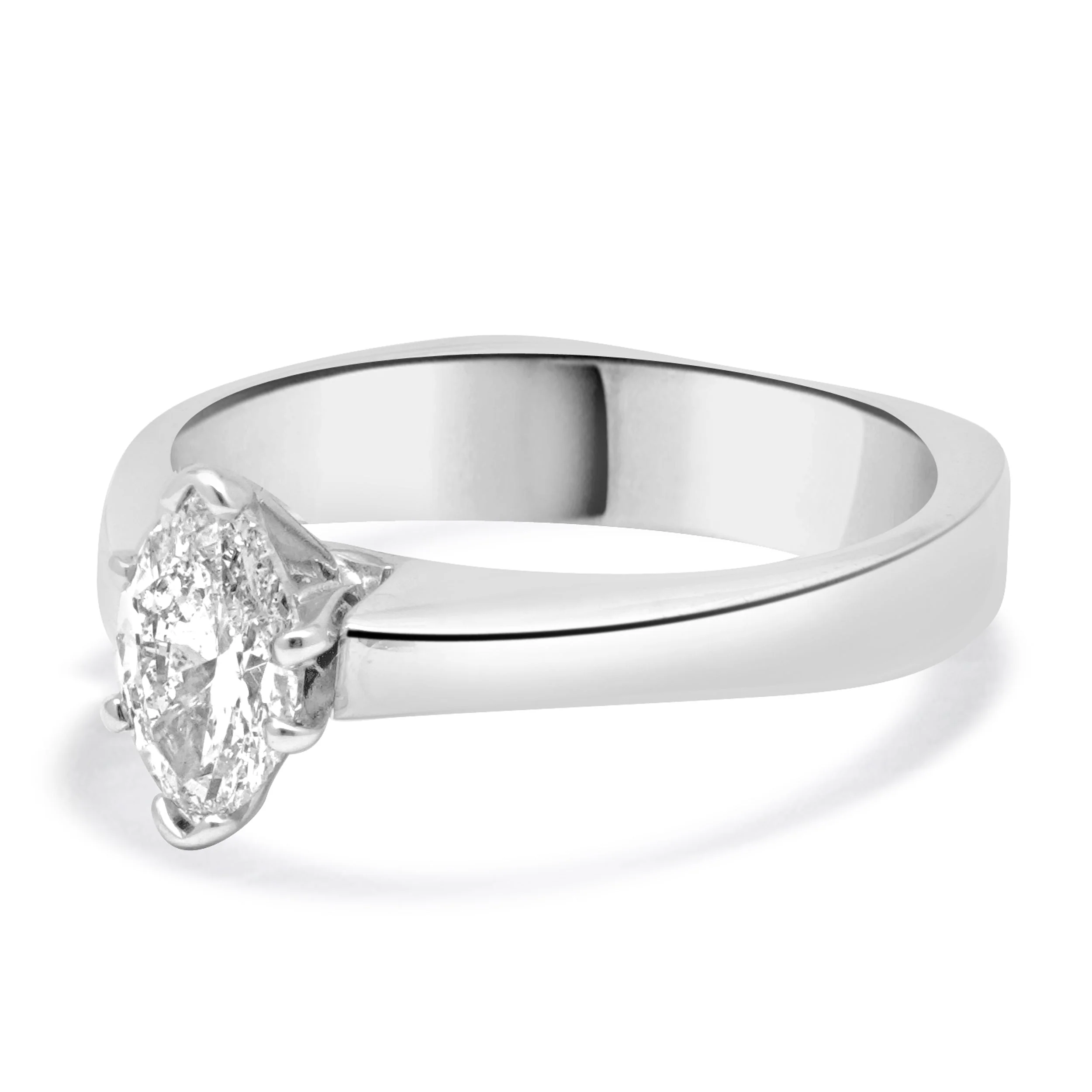 14 Karat White Gold Marquise Solitaire Engagement Ring - Image 2