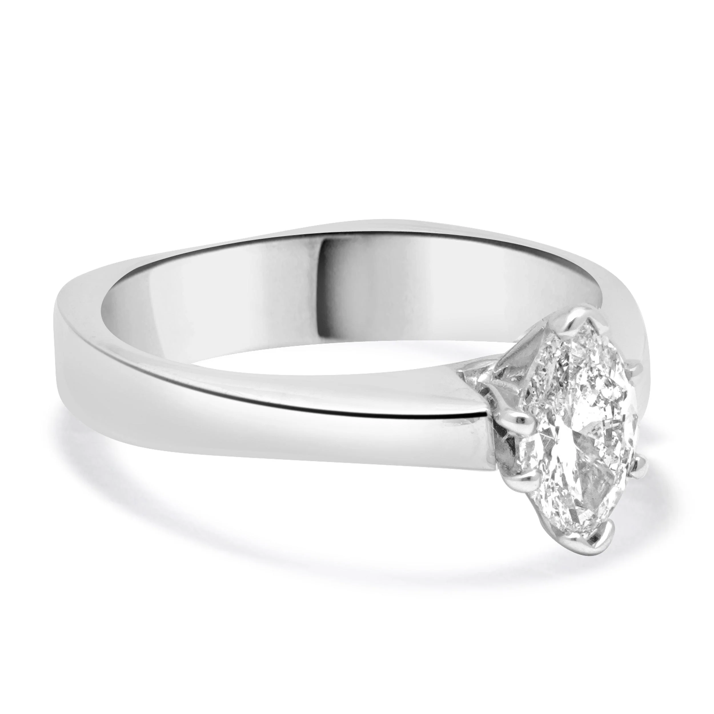 14 Karat White Gold Marquise Solitaire Engagement Ring - Image 4