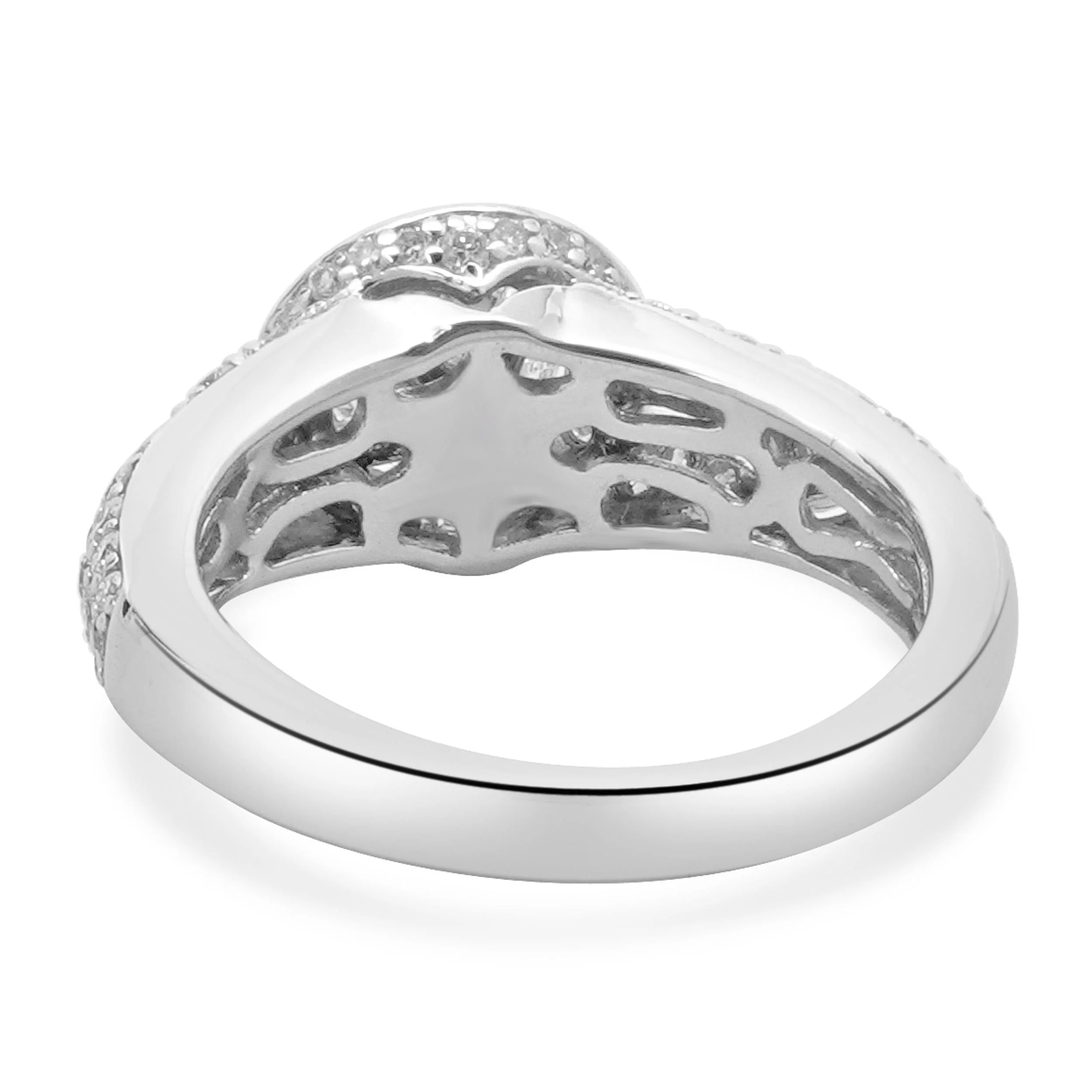 14 Karat White Gold Milgrain Round Diamond Engagement Ring - Image 3