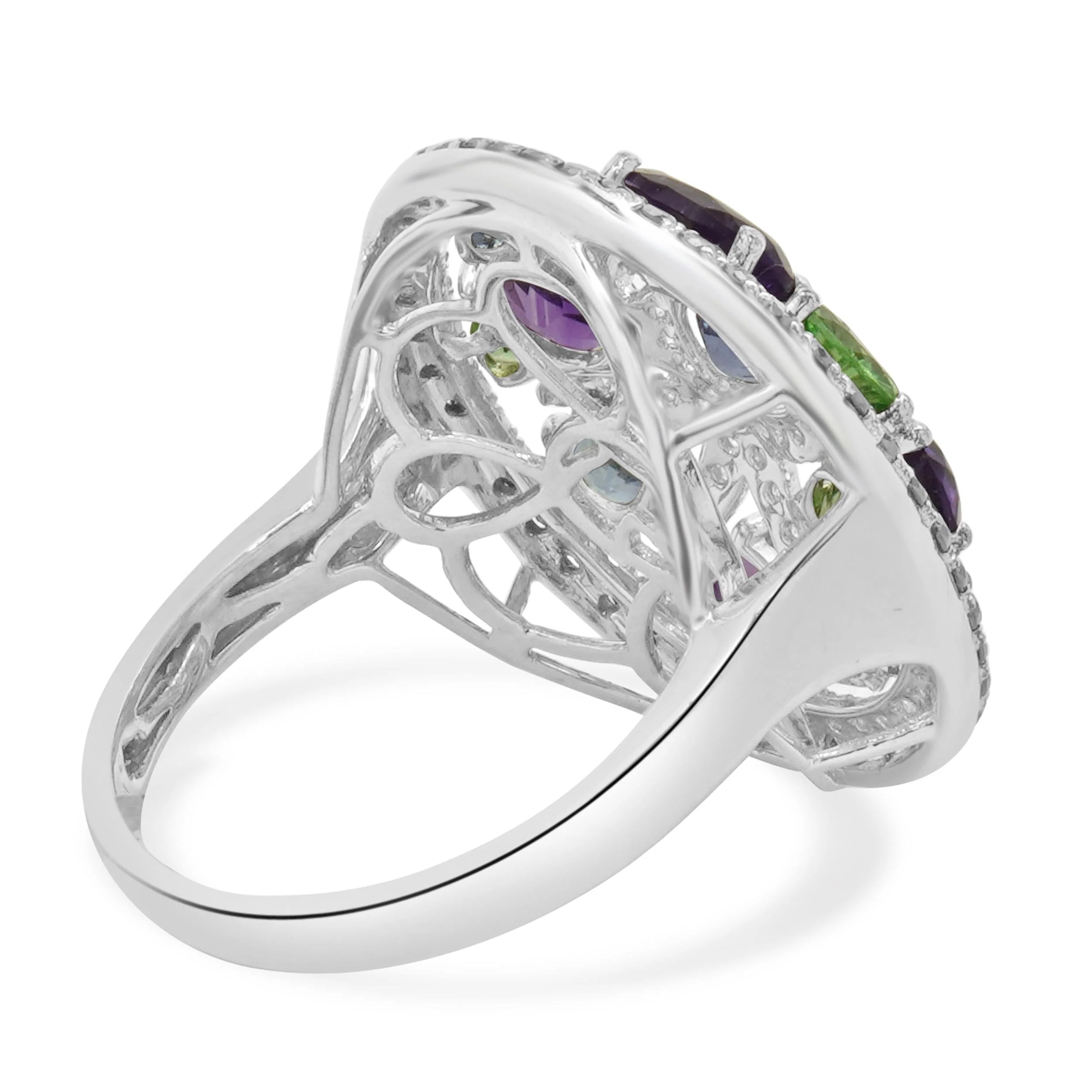 14 Karat White Gold Multi-Gemstone and Diamond Starfish Ring - Image 4