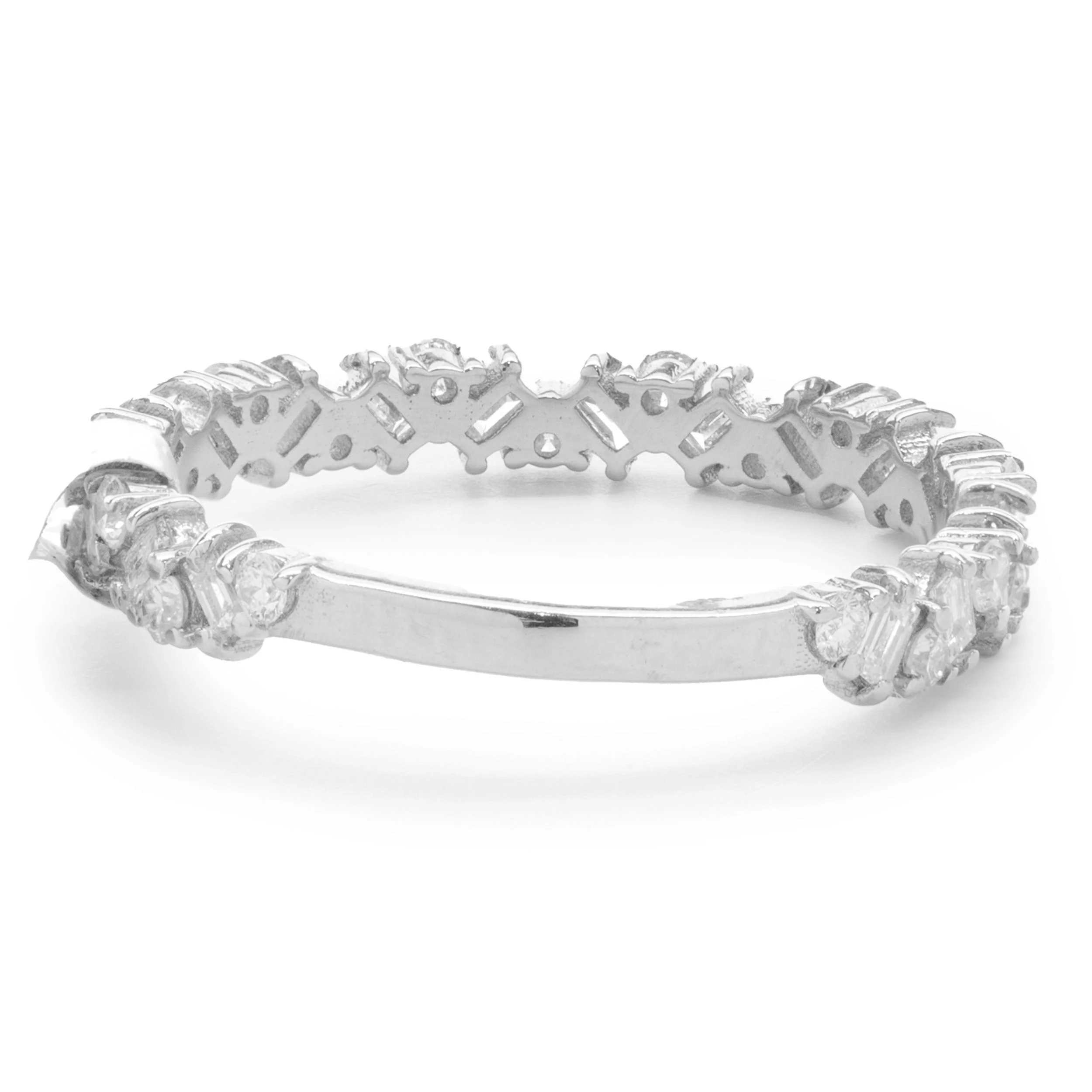 14 Karat White Gold Multi Shape Diamond Staggered Band - Image 3