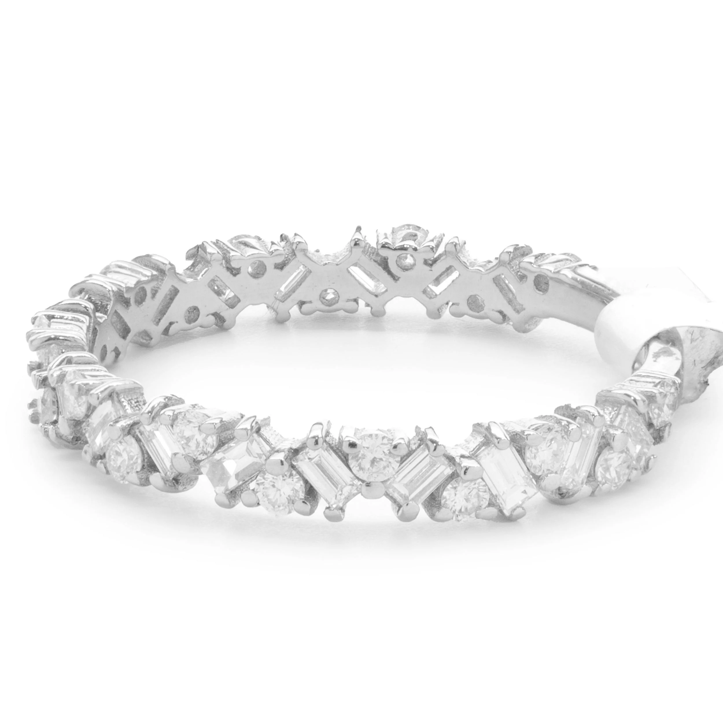 14 Karat White Gold Multi Shape Diamond Staggered Band - Image 4