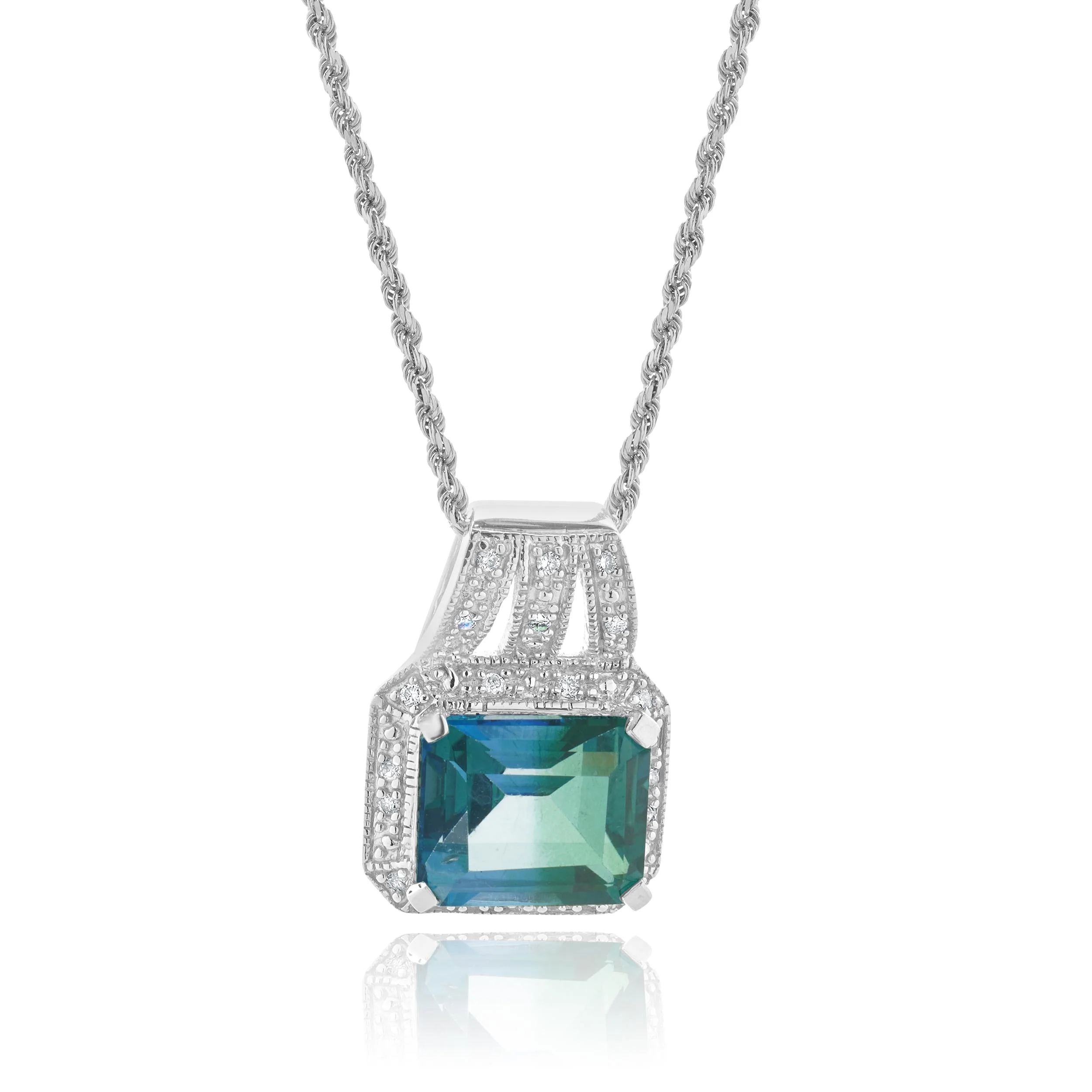 14 Karat White Gold Mystic Topaz and Diamond Necklace - Image 2