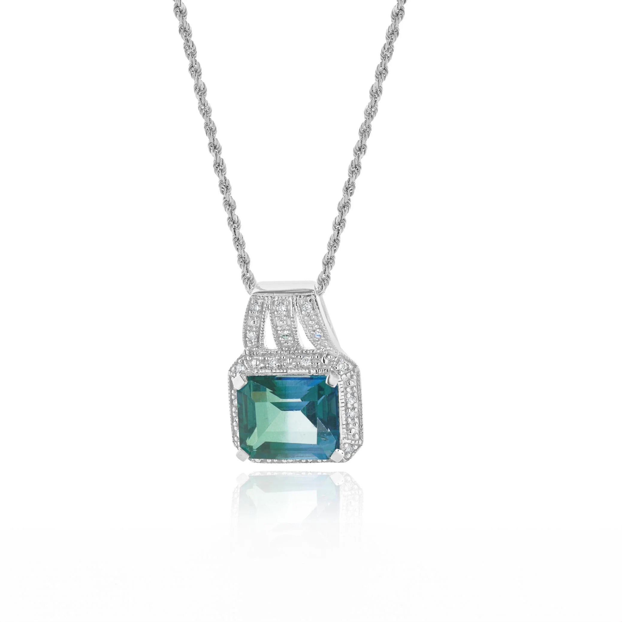 14 Karat White Gold Mystic Topaz and Diamond Necklace - Image 3